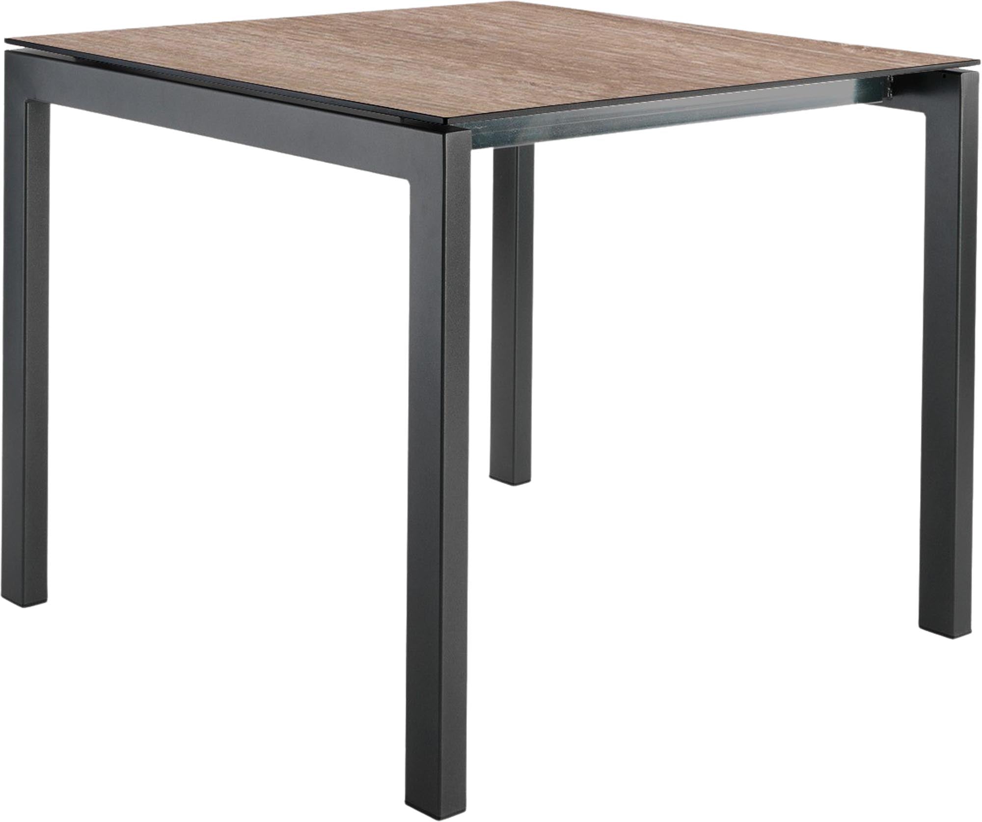 Entdecken Sie den Fiberglastisch Luzern 80 x 80 von Schaffner – stilvoll, leicht und wetterfest für jeden Außenbereich.