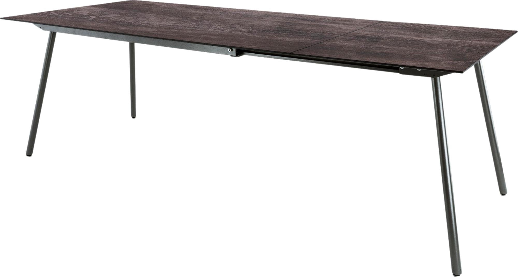 Locarno Glasfaser-Gartentisch 160/220x90 ausziehbar in Stromboli dunkel präsentiert im Onlineshop von KAQTU Design AG. Gartentisch ist von Schaffner