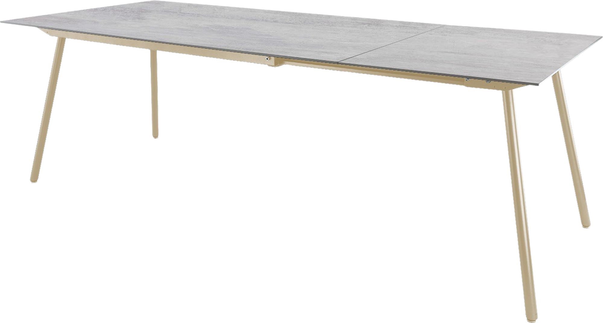 Locarno Glasfaser-Gartentisch 160/220x90 ausziehbar in Stromboli hell präsentiert im Onlineshop von KAQTU Design AG. Gartentisch ist von Schaffner