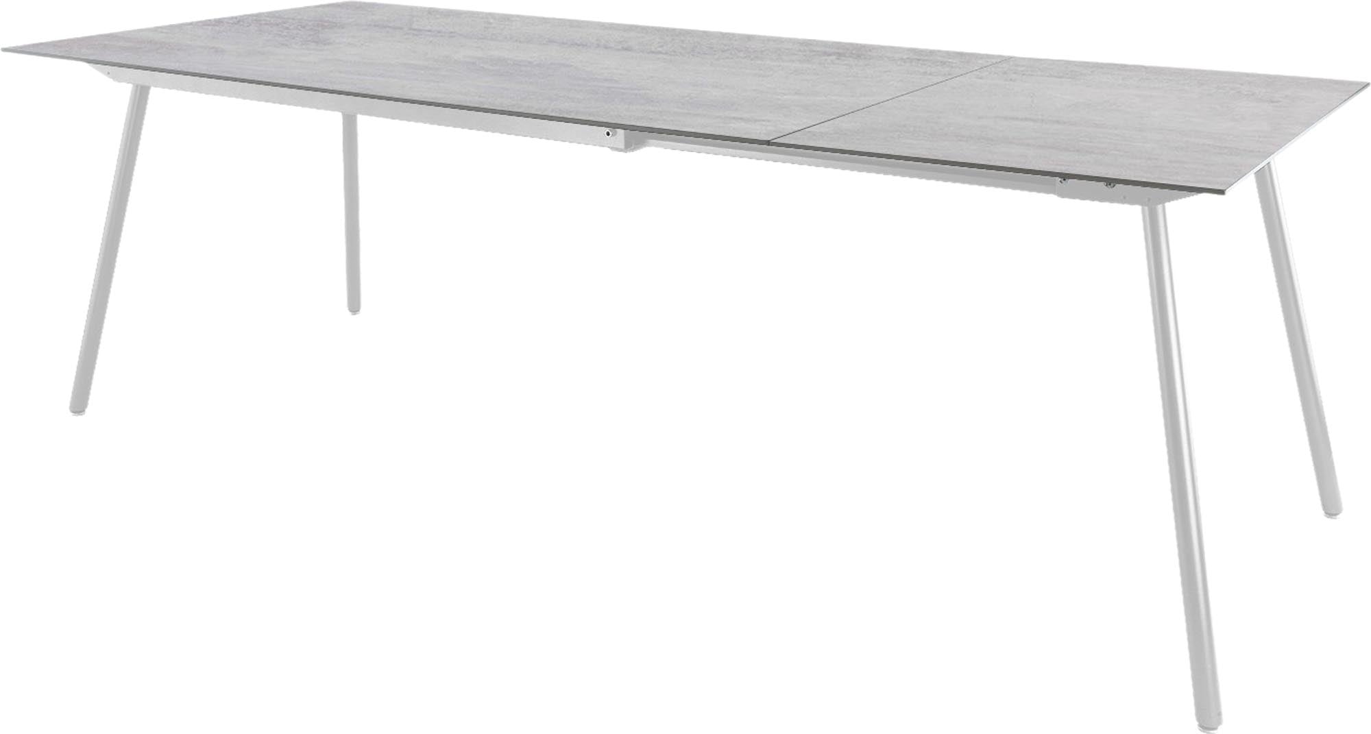 Eleganter, ausziehbarer Gartentisch aus Glasfaser, 160/220x90 cm, perfekt für gesellige Runden und stilvolle Outdoor-Events.