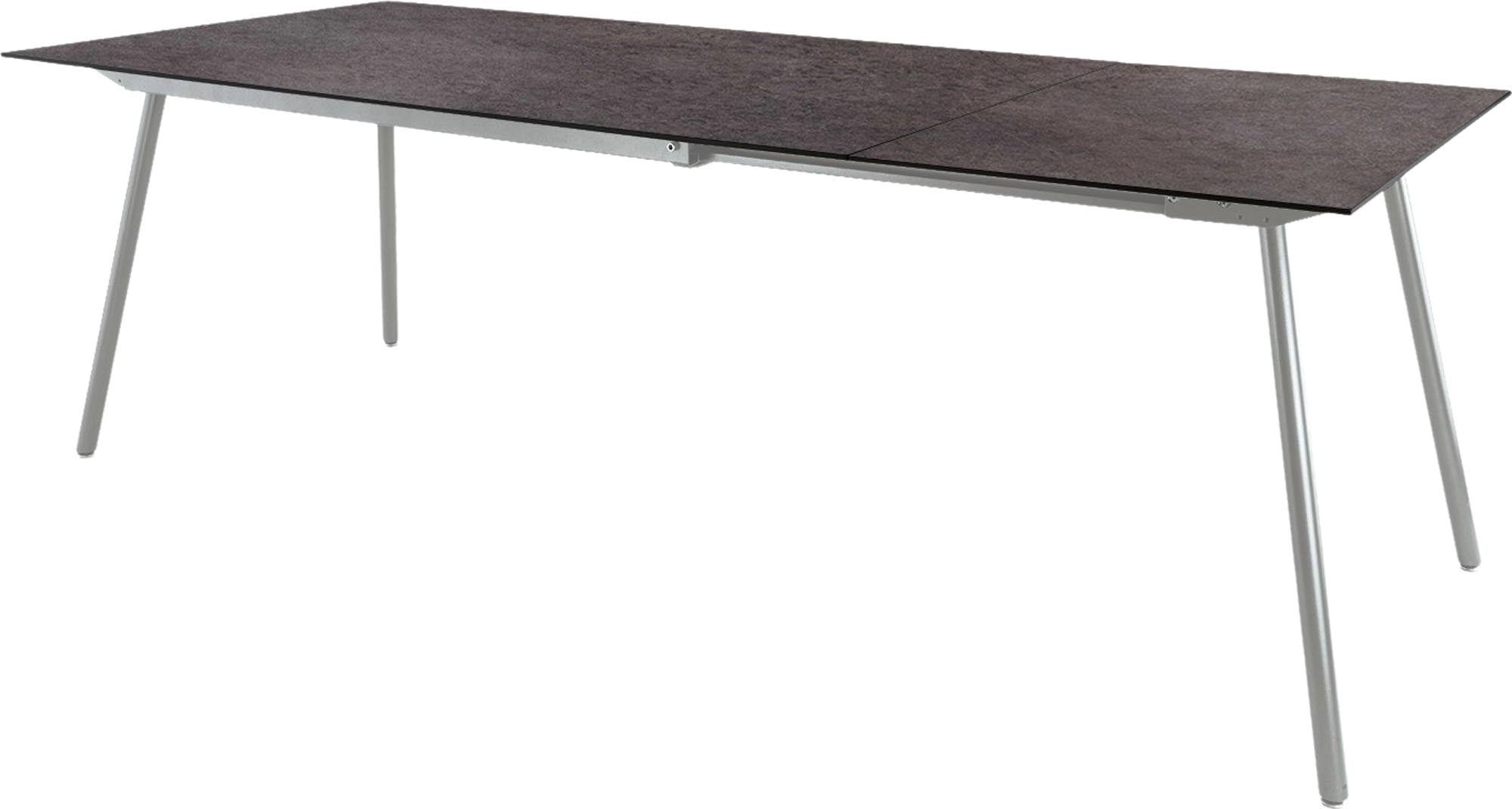 Eleganter, ausziehbarer Gartentisch aus Glasfaser, 160/220x90 cm, perfekt für gesellige Runden und stilvolle Outdoor-Events.
