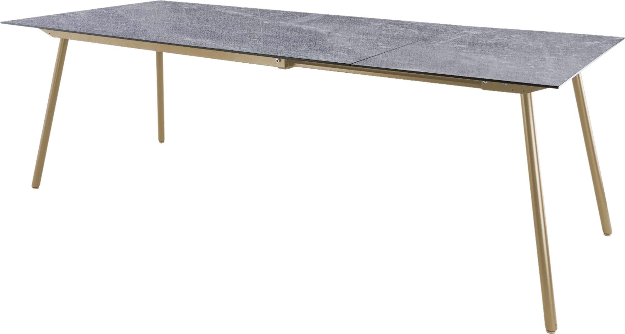 Eleganter, ausziehbarer Gartentisch aus Glasfaser, 160/220 cm, perfekt für gesellige Runden und stilvolle Outdoor-Events.
