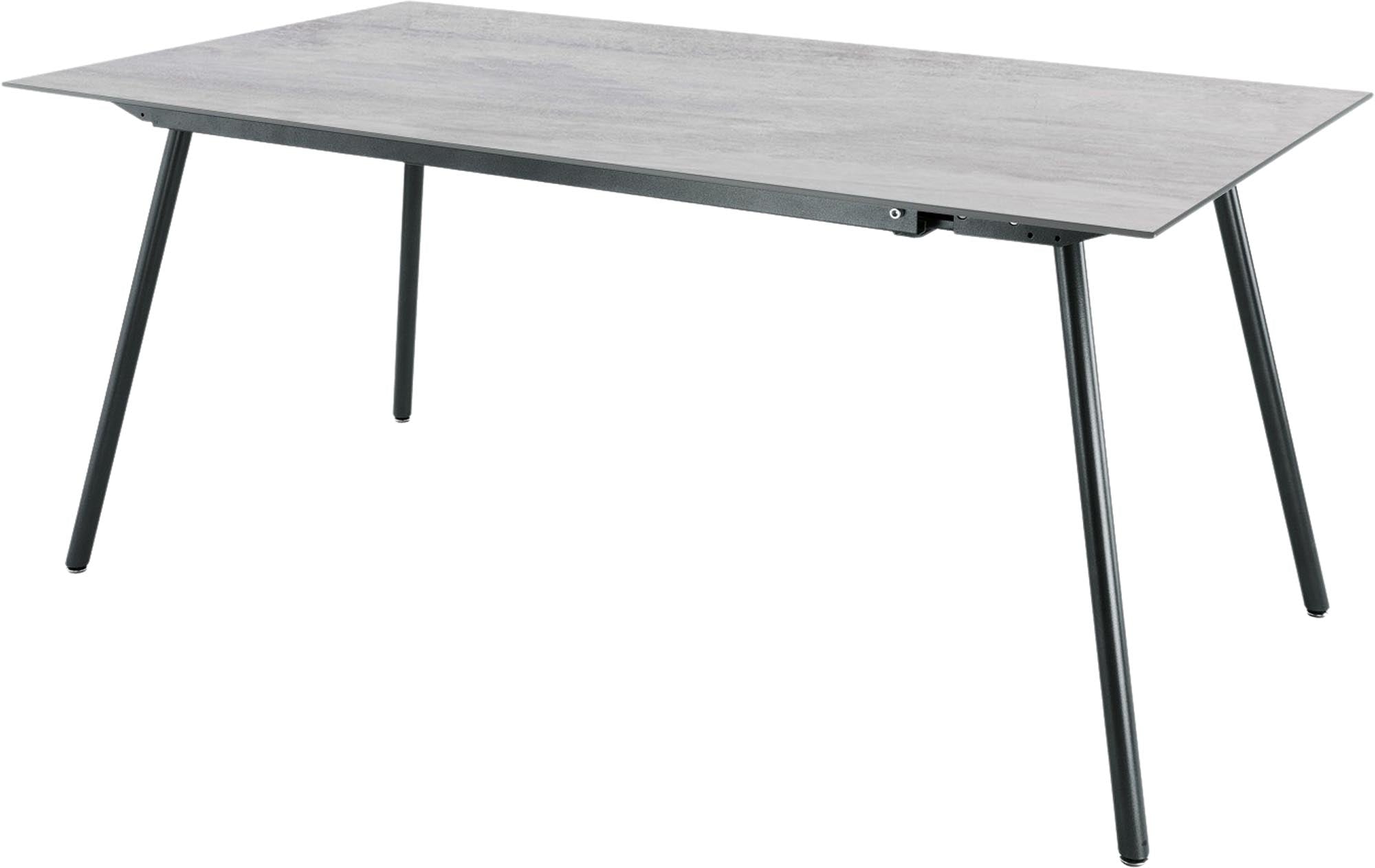 Eleganter, wetterfester Glasfaser-Gartentisch 160x90 cm von Schaffner. Hochwertig, pflegeleicht und in Schweizer Qualität – perfekt für Garten, Balkon und Terrasse.