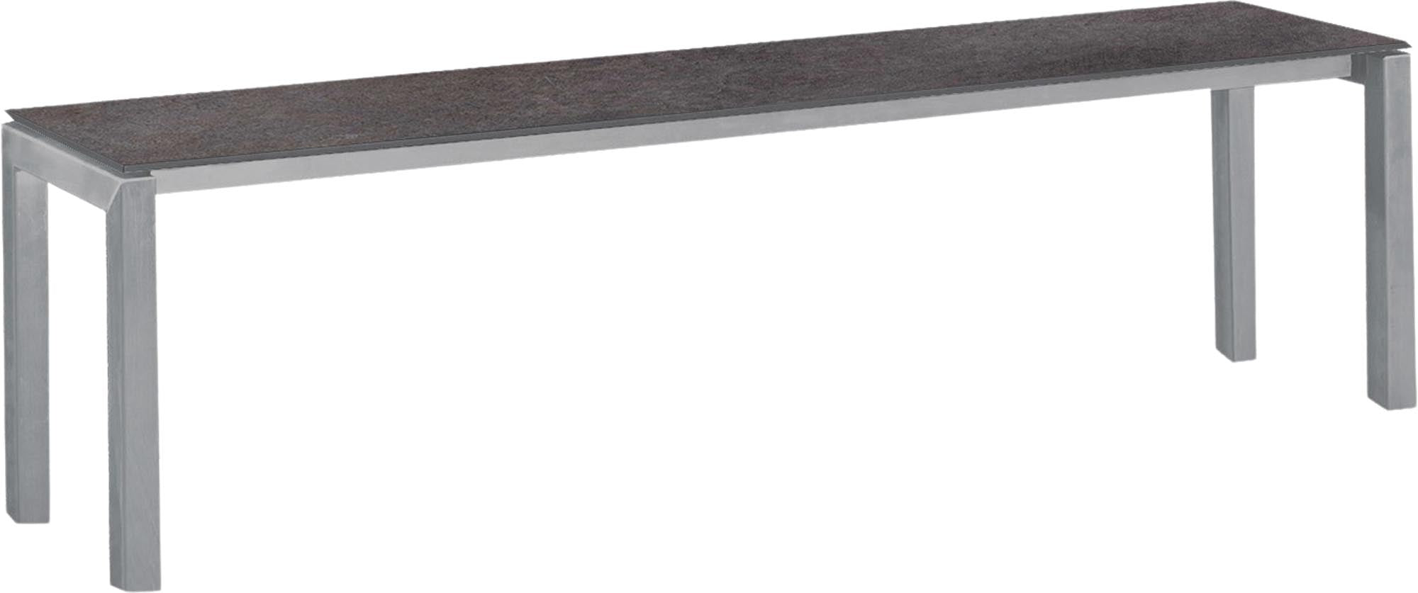 Elegante Gartenbank aus langlebigem Glasfaser im stilvollen Luzern-Design, perfekt für entspannte Stunden im Freien, Maße 160x32 cm.