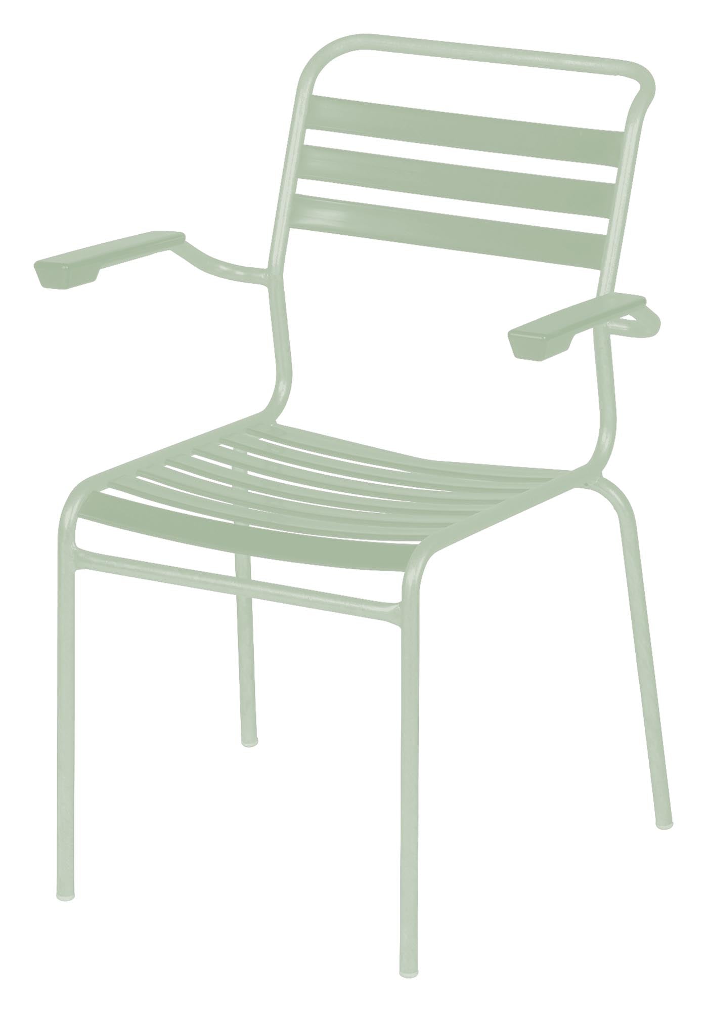 Eleganter Säntis Lättli-Gartenstuhl mit Armlehne, ideal für entspannte Stunden im Garten – stilvoll, langlebig und komfortabel.