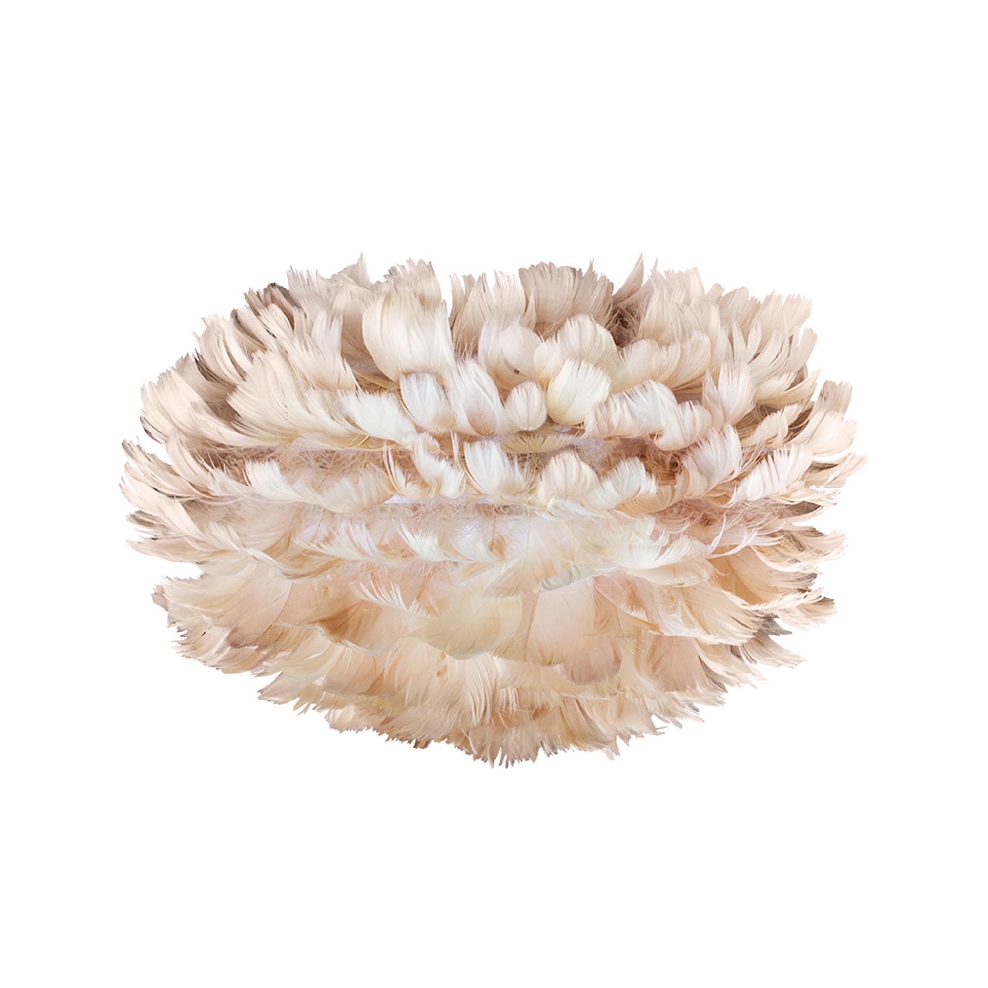 Eos Mini: Handgefertigter Lampenschirm aus Gänsefedern, der warmes Licht und Eleganz in Ihr Zuhause bringt. Ideal für individuelle Lichtgestaltung.