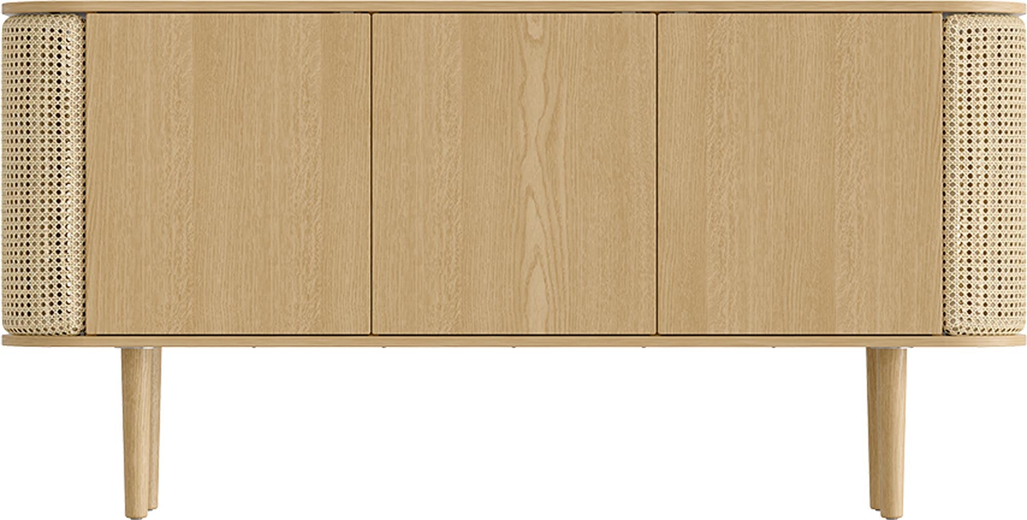 Elegantes Sideboard aus heller Eiche, skandinavisches Design, grosszügiger Stauraum, vielseitig, langlebig.