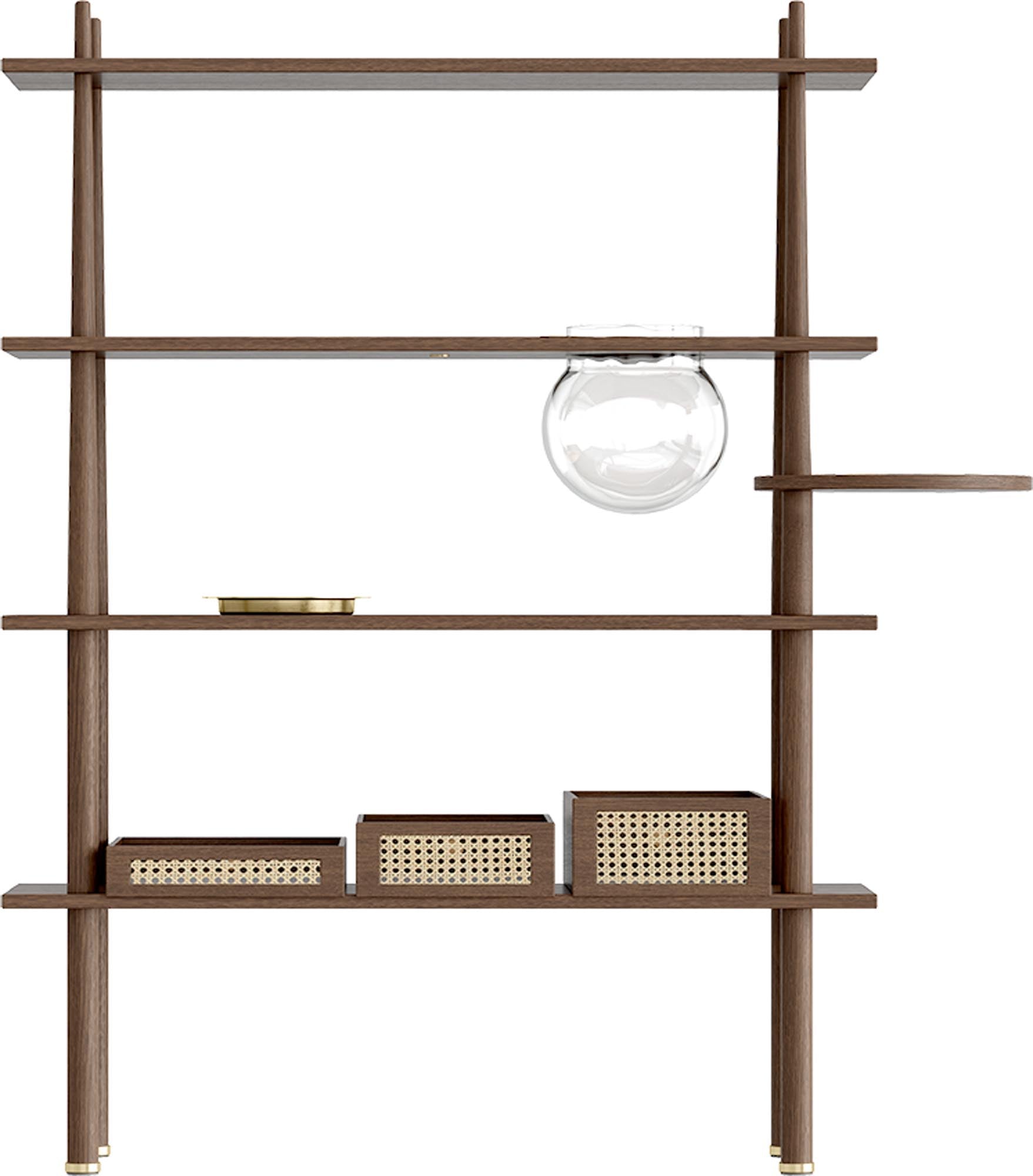 Elegantes Umage Stories Regal aus Eichenholz mit 3 passenden Aufbewahrungsboxen für eine stilvolle und praktische Raumgestaltung.