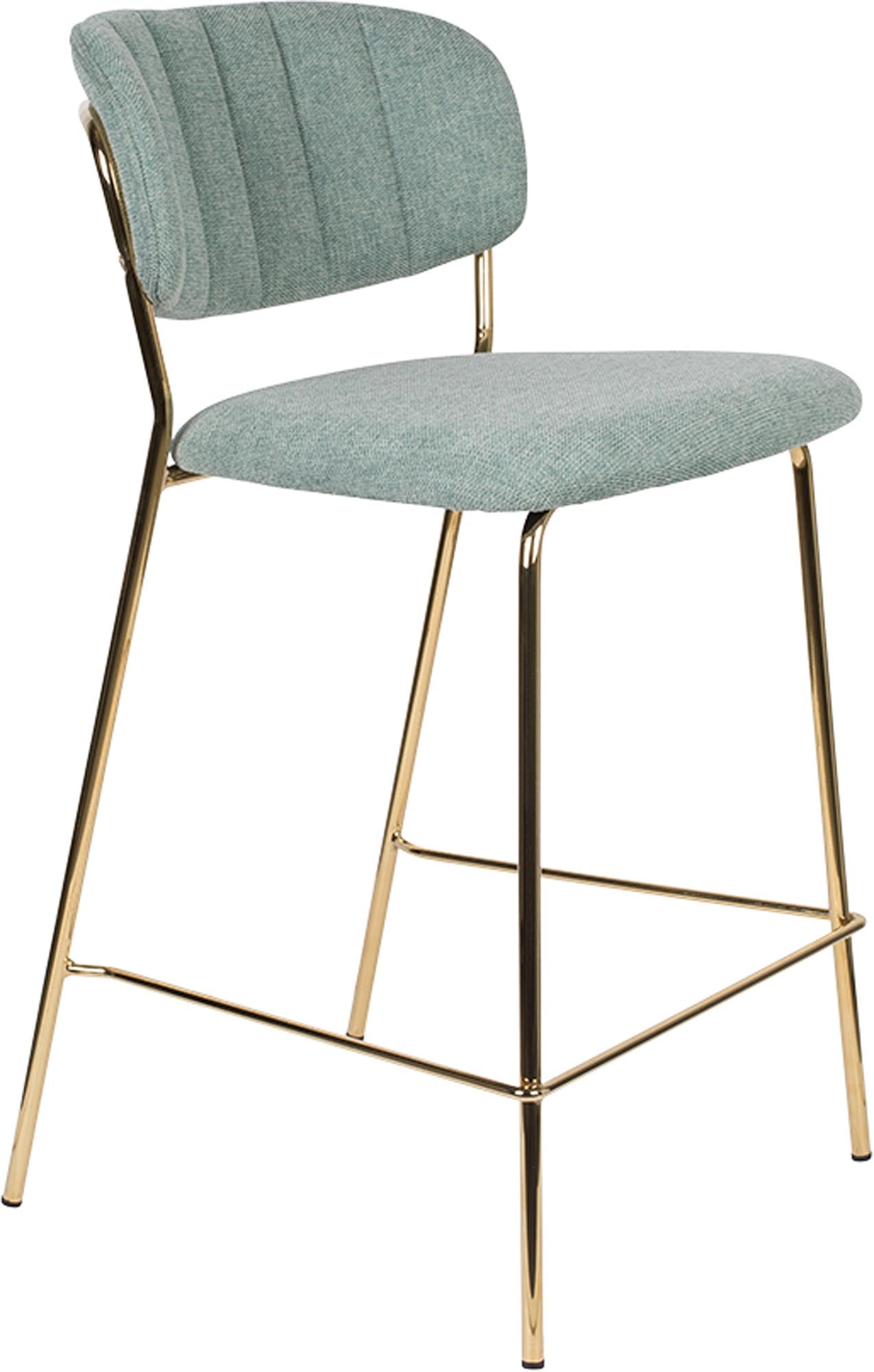 Entdecken Sie den gepolsterten Barstuhl Jolien von White Label Living – eine stilvolle Ergänzung für Ihr Zuhause, die Komfort und Eleganz vereint.