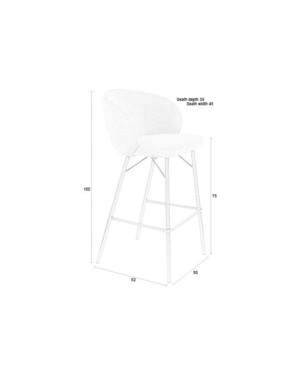 Stilvoller Barhocker Joa Beige von White Label Living – ideal für Bar, Küche oder Esszimmer. Bequeme Polsterung und modernes Design.