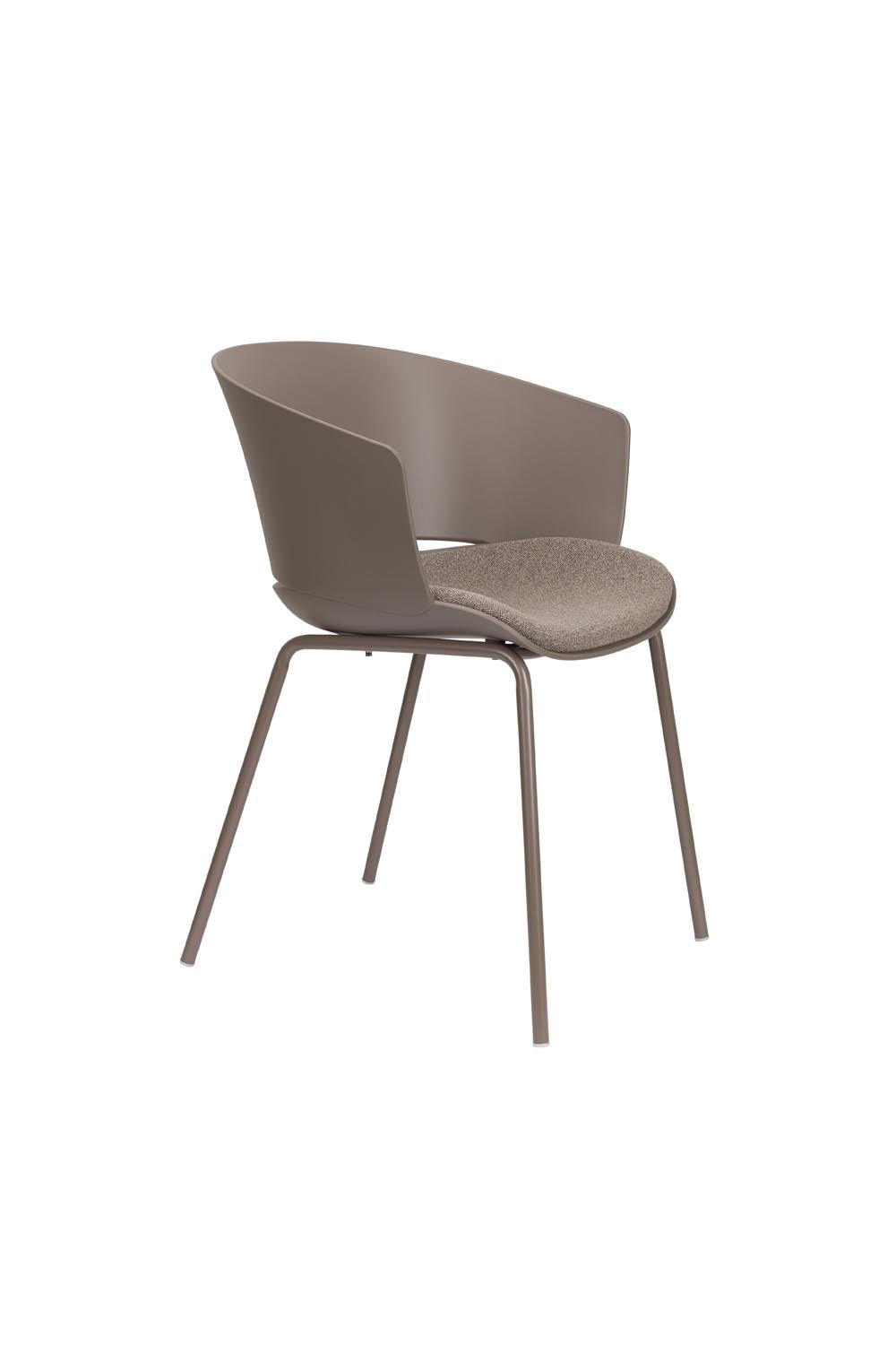 Moderner Armlehnstuhl in elegantem Grau, ideal für Esszimmer und Lounge. Komfort und Stil vereint. Masse: 54.5x59x80.5 cm.