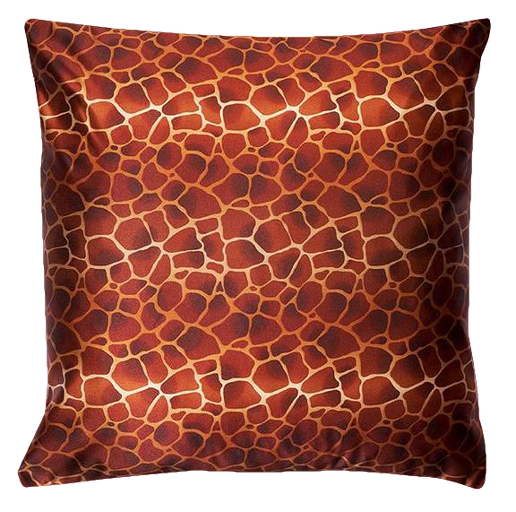 Giraffe Art Kissenbezug: Einzigartiges Design, luxuriöser Satin, handgefertigt in Italien, versteckter Reissverschluss.