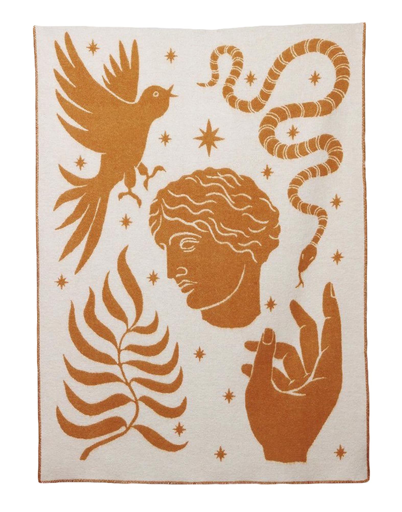 Entdecken Sie die Wolldecke Mythos Two von ZigZagZurich: Ein Kunstwerk aus neuseeländischer Wolle, inspiriert von der griechischen Mythologie.