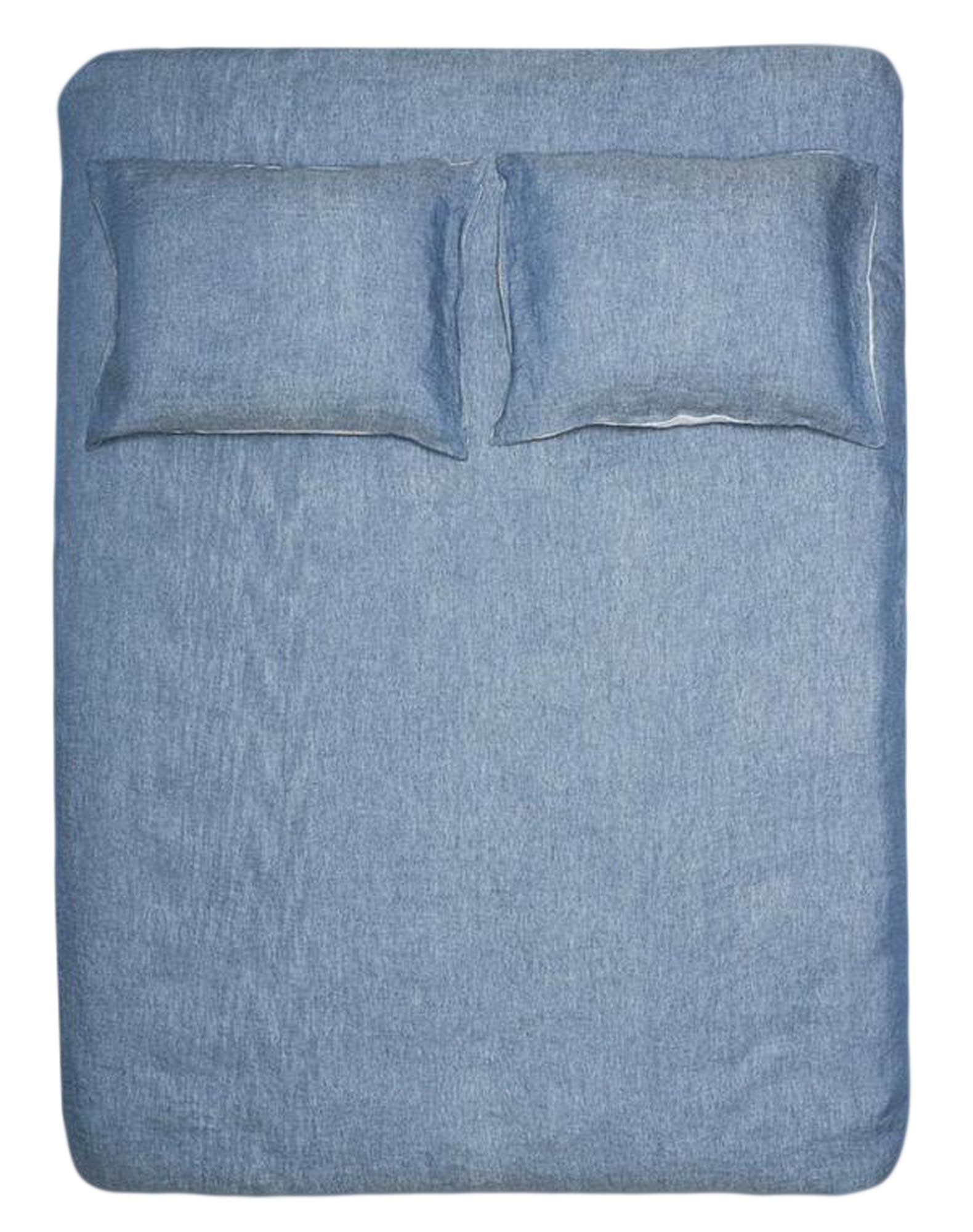 ZigZagZurich: Stilvolles, zweifarbiges Leinen-Fixleintuch, stonewashed.