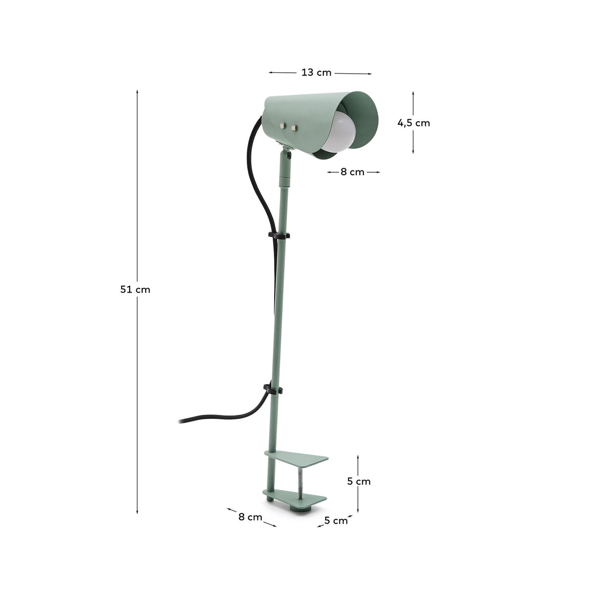 Schreibtischlampe mit Klemme Jula aus grünem Metall in Grün präsentiert im Onlineshop von KAQTU Design AG. Tischleuchte ist von Kave Home