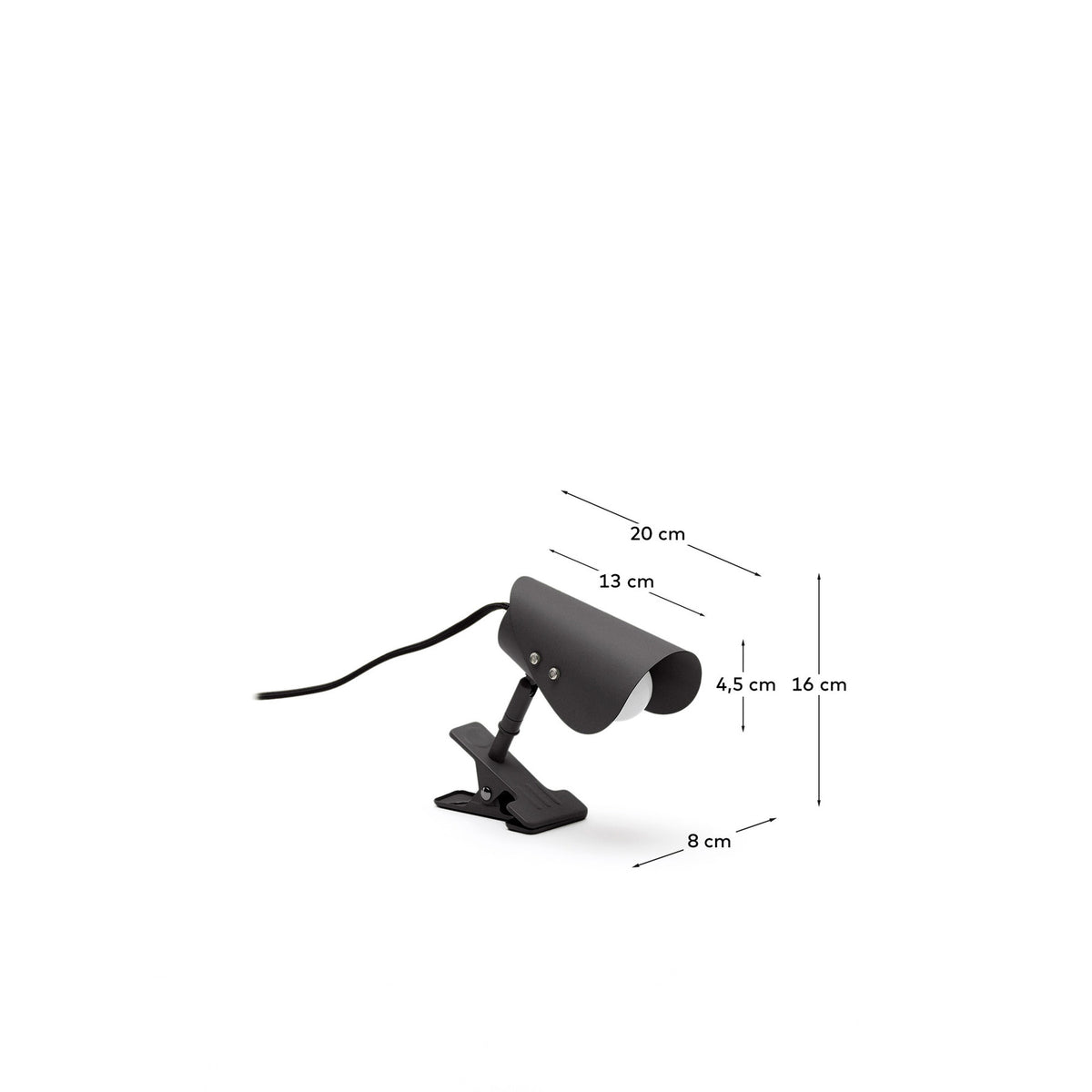 Kleine Klemmlampe Jula aus schwarzem Metall in Schwarz präsentiert im Onlineshop von KAQTU Design AG. Wandleuchte ist von Kave Home