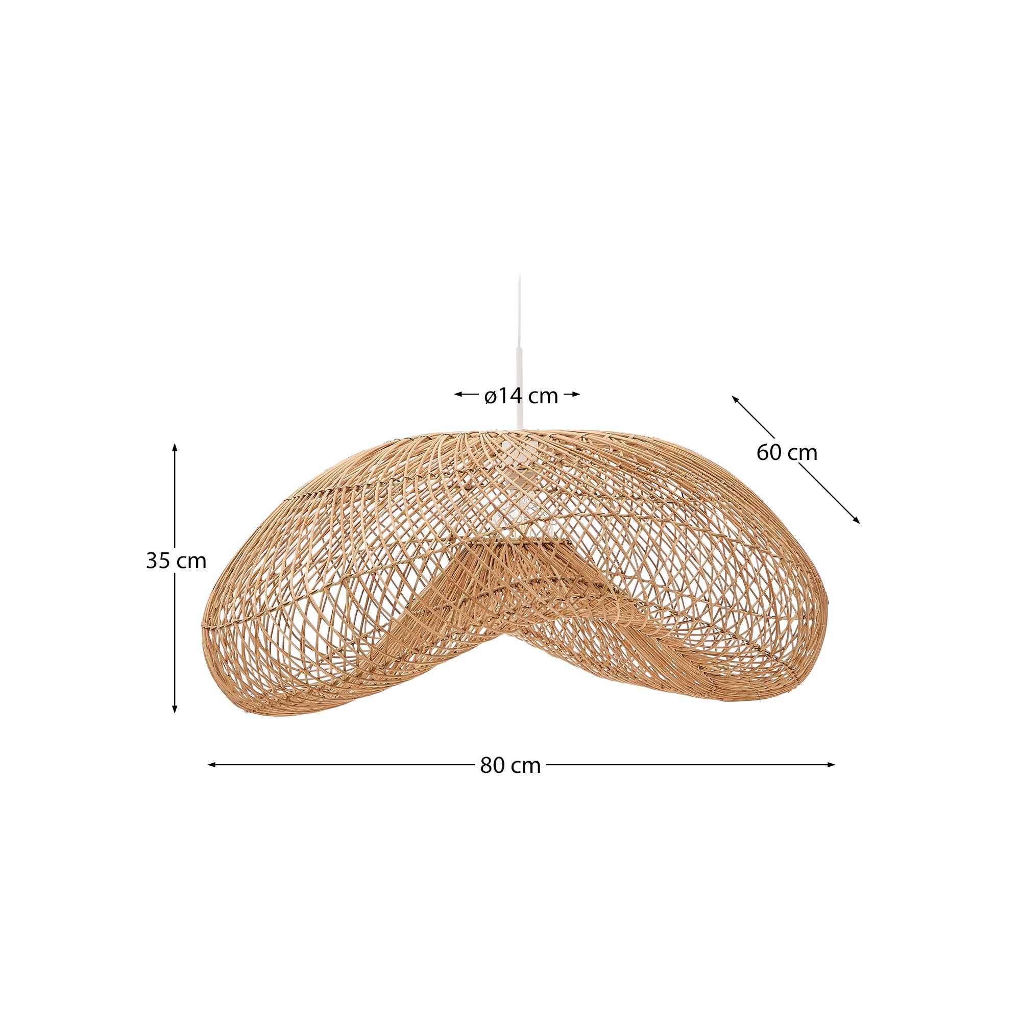 Lampenschirm für Deckenleuchte Isora aus Rattan mit Finish in natürlichem Farbton 80 x 35 cm in Natur präsentiert im Onlineshop von KAQTU Design AG. Lampenschirm ist von Kave Home