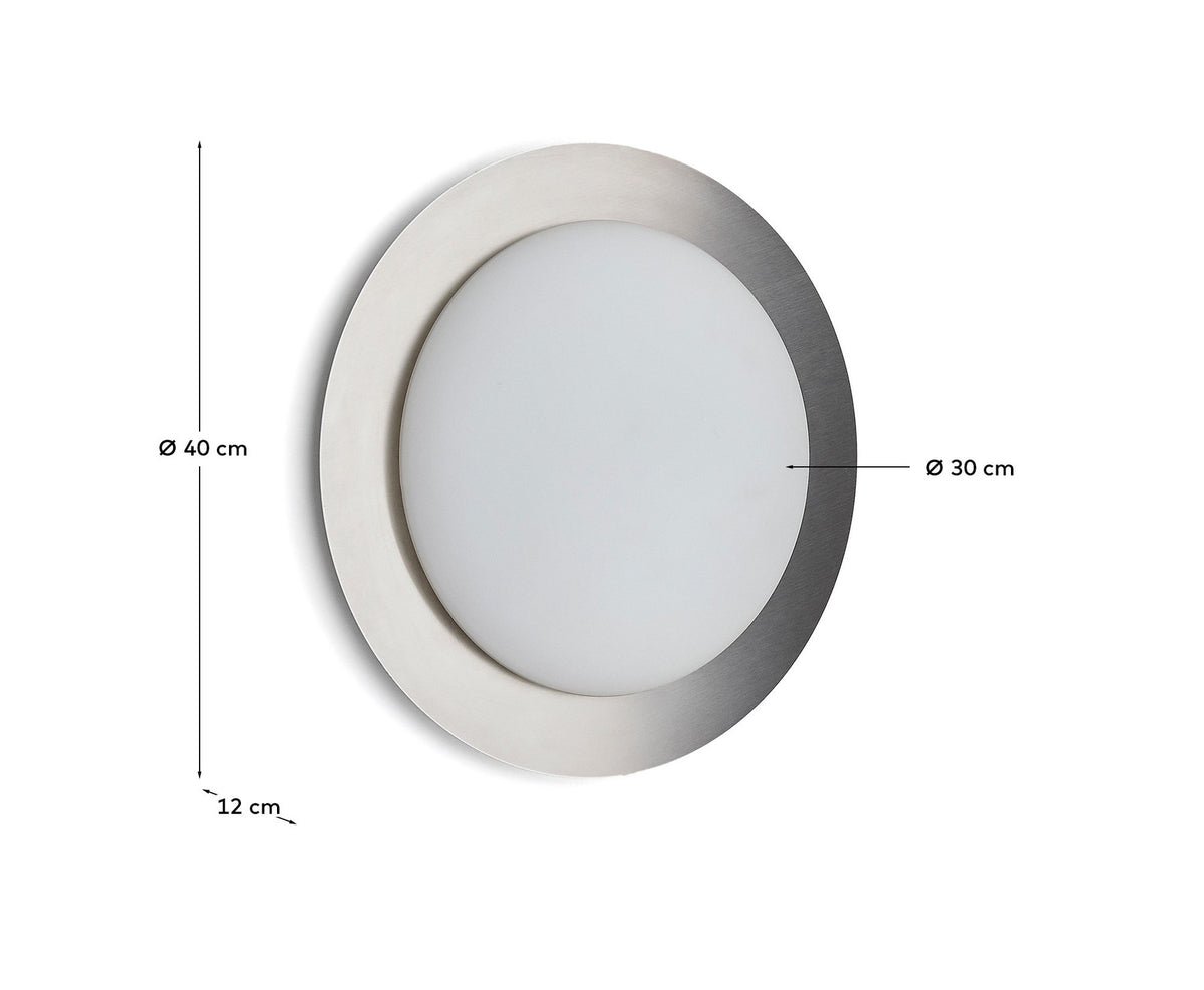 Deckenleuchte Novae aus hellgrauem gebürstetem Metall und mattiertem Glas, Ø 40 cm in Grau präsentiert im Onlineshop von KAQTU Design AG. Lampenschirm ist von Kave Home