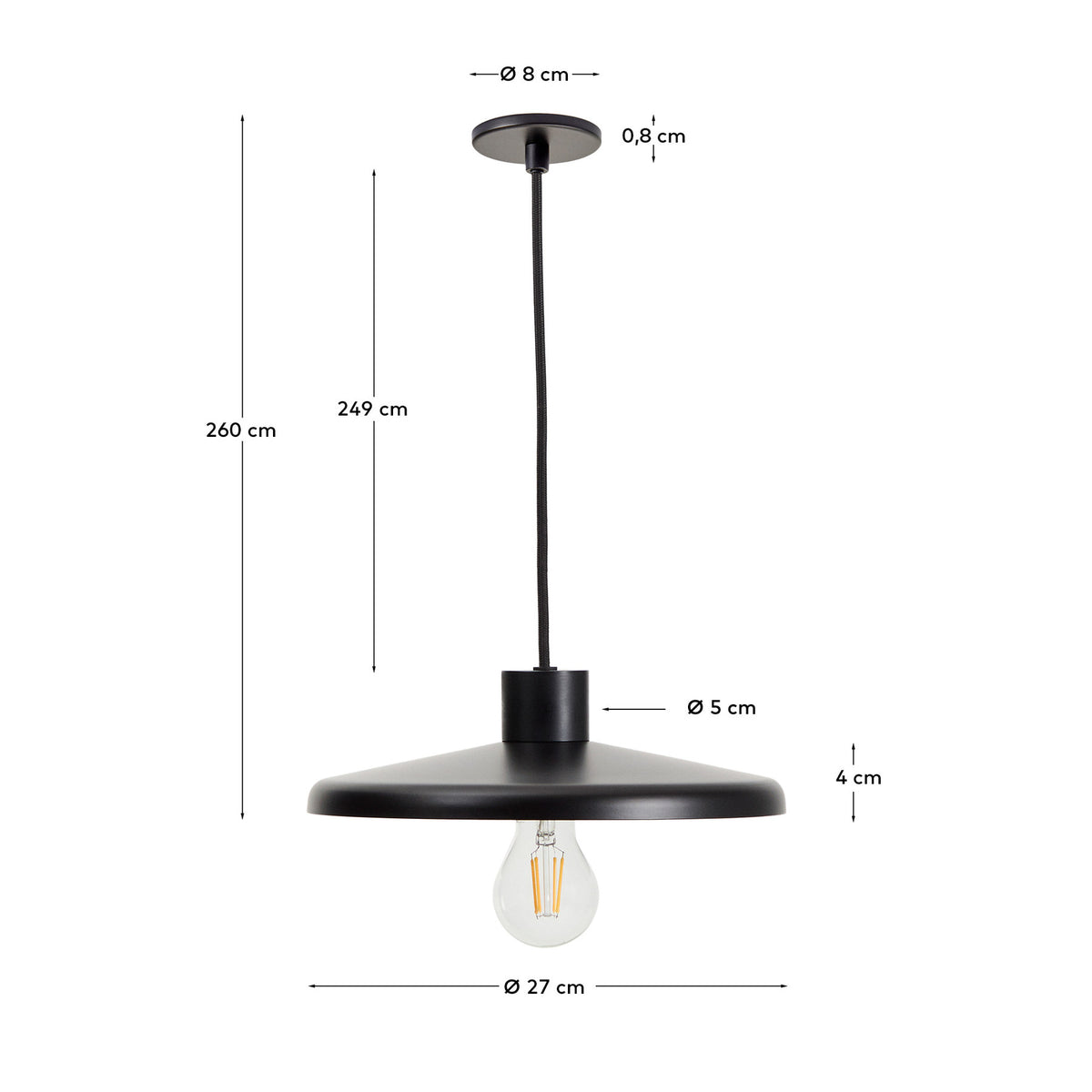 Deckenleuchte Nuvira aus schwarzem satiniertem Metall in Schwarz präsentiert im Onlineshop von KAQTU Design AG. Lampenschirm ist von Kave Home