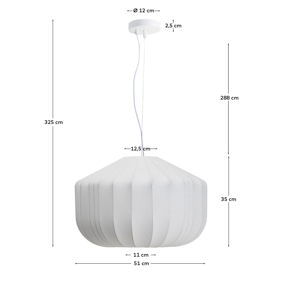 Deckenleuchte Somar aus Synthetikfasern und Stahlstäben, Ø 51 cm in Weiss präsentiert im Onlineshop von KAQTU Design AG. Lampenschirm ist von Kave Home