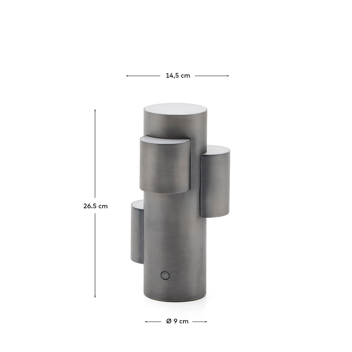 Tragbare LED-Tischlampe Adrina aus dunkelgrauem Metall mit gebürstetem Finish in Schwarz präsentiert im Onlineshop von KAQTU Design AG. Tischleuchte ist von Kave Home