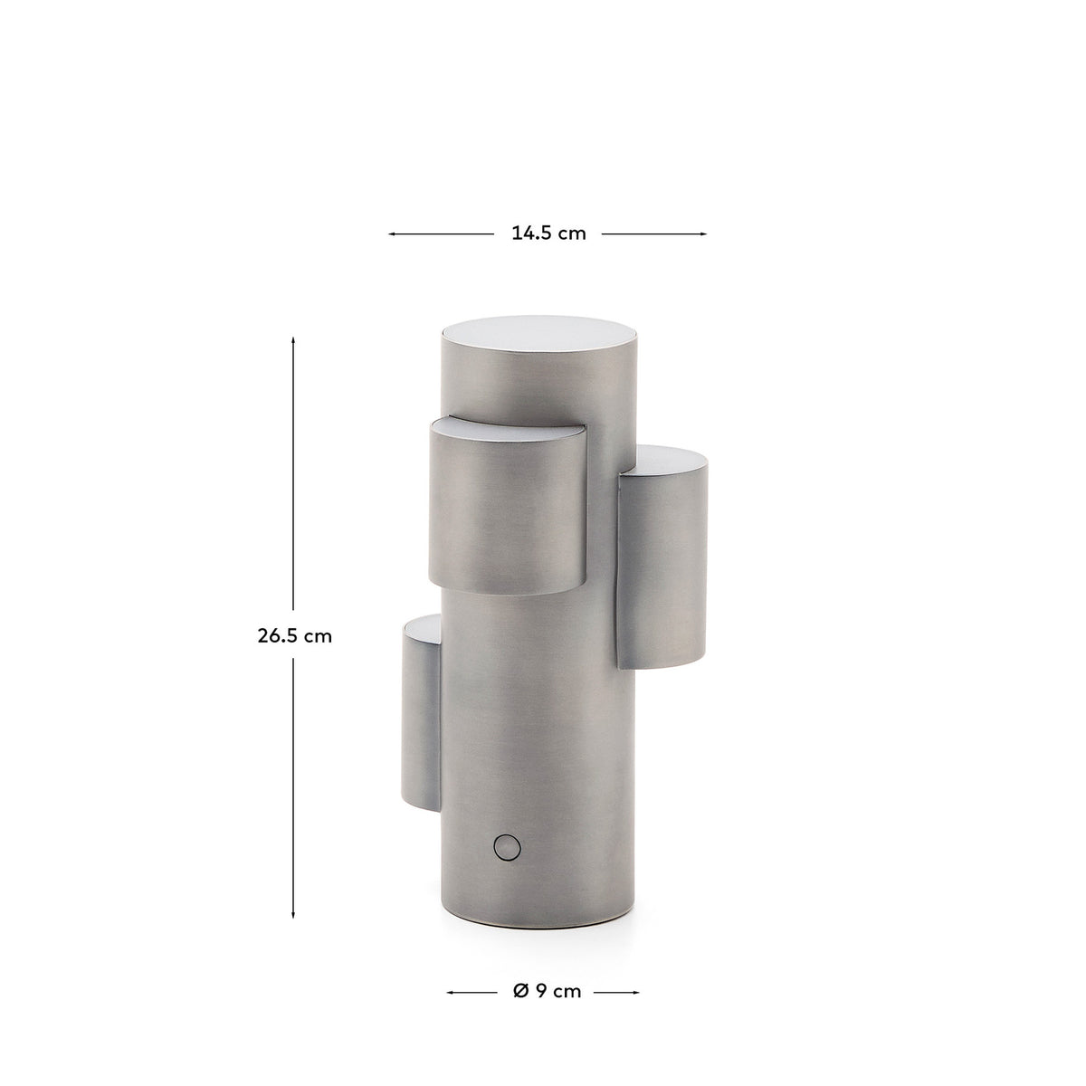 Tragbare LED-Tischlampe Adrina aus hellgrauem Metall mit gebürstetem Finish in Silber präsentiert im Onlineshop von KAQTU Design AG. Tischleuchte ist von Kave Home