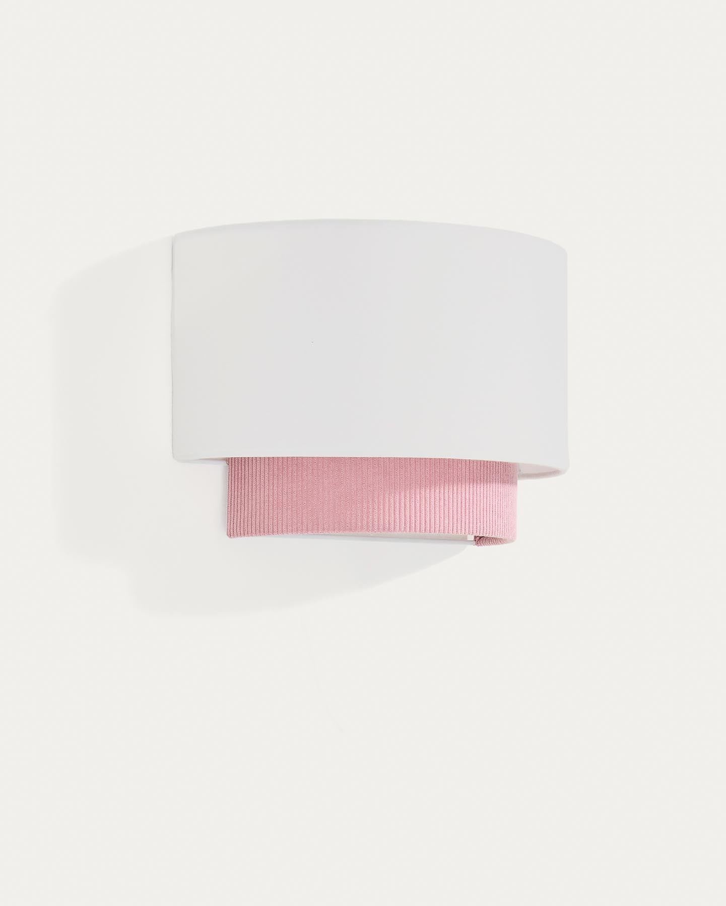 Wandleuchte Bianella aus Baumwolle und rosafarbenem Cord, Ø 40 cm in Rosa präsentiert im Onlineshop von KAQTU Design AG. Wandleuchte ist von Kave Home
