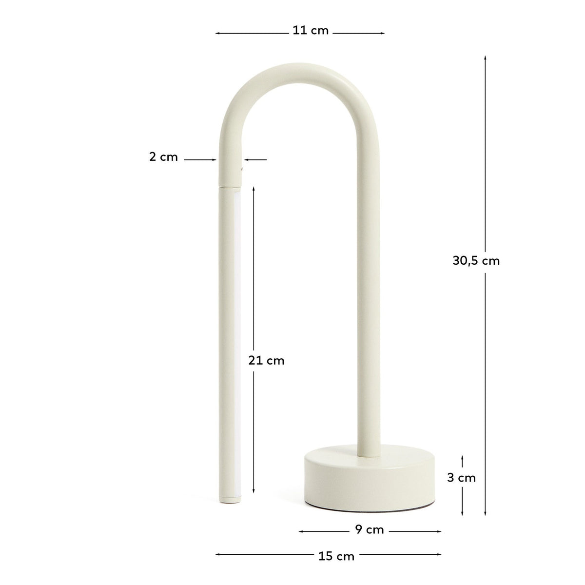 Tragbare Tischlampe Bow aus grauem Aluminium in Grau präsentiert im Onlineshop von KAQTU Design AG. Tischleuchte ist von Kave Home