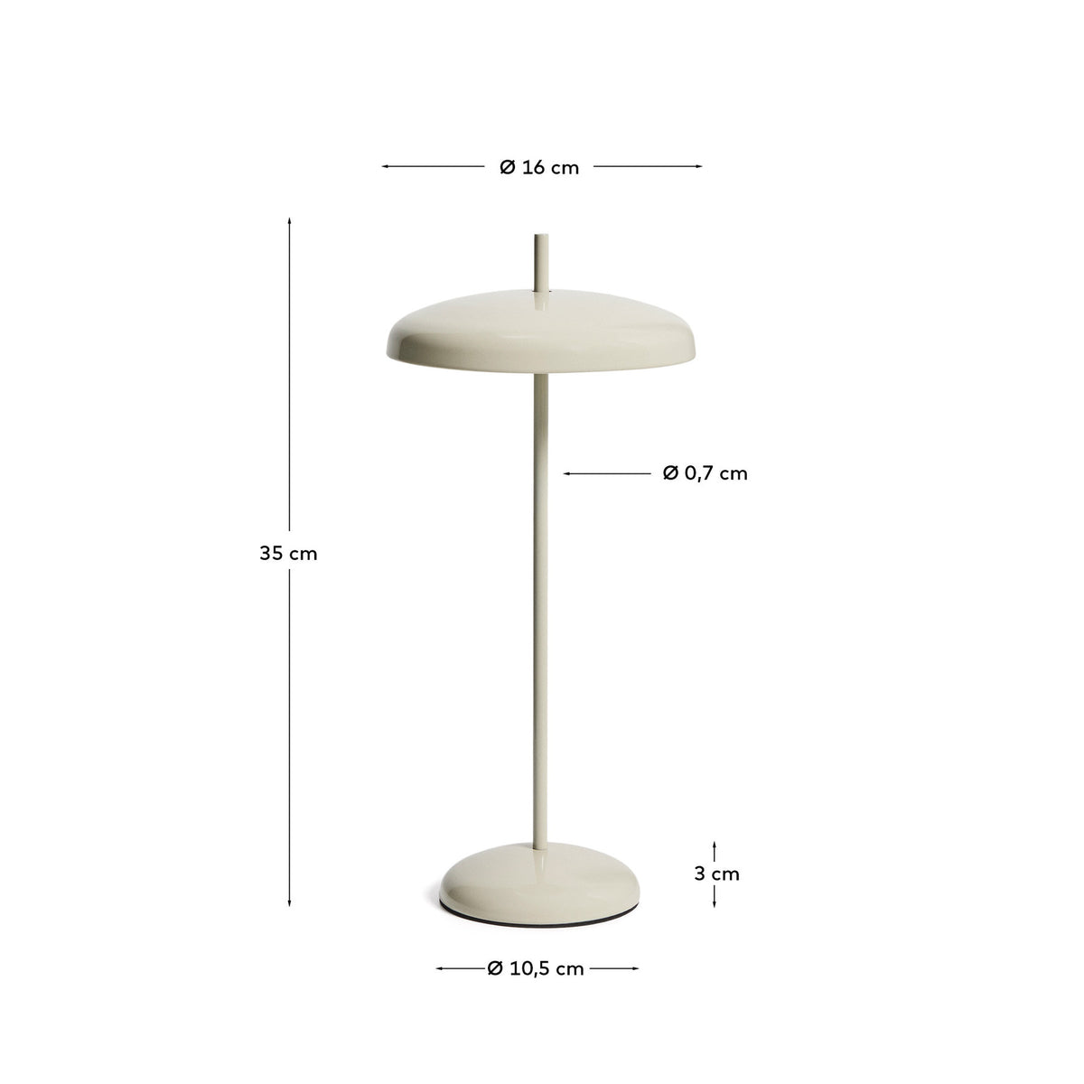 Tragbare Tischlampe Porte aus hellgrauem Aluminium in Grau präsentiert im Onlineshop von KAQTU Design AG. Tischleuchte ist von Kave Home