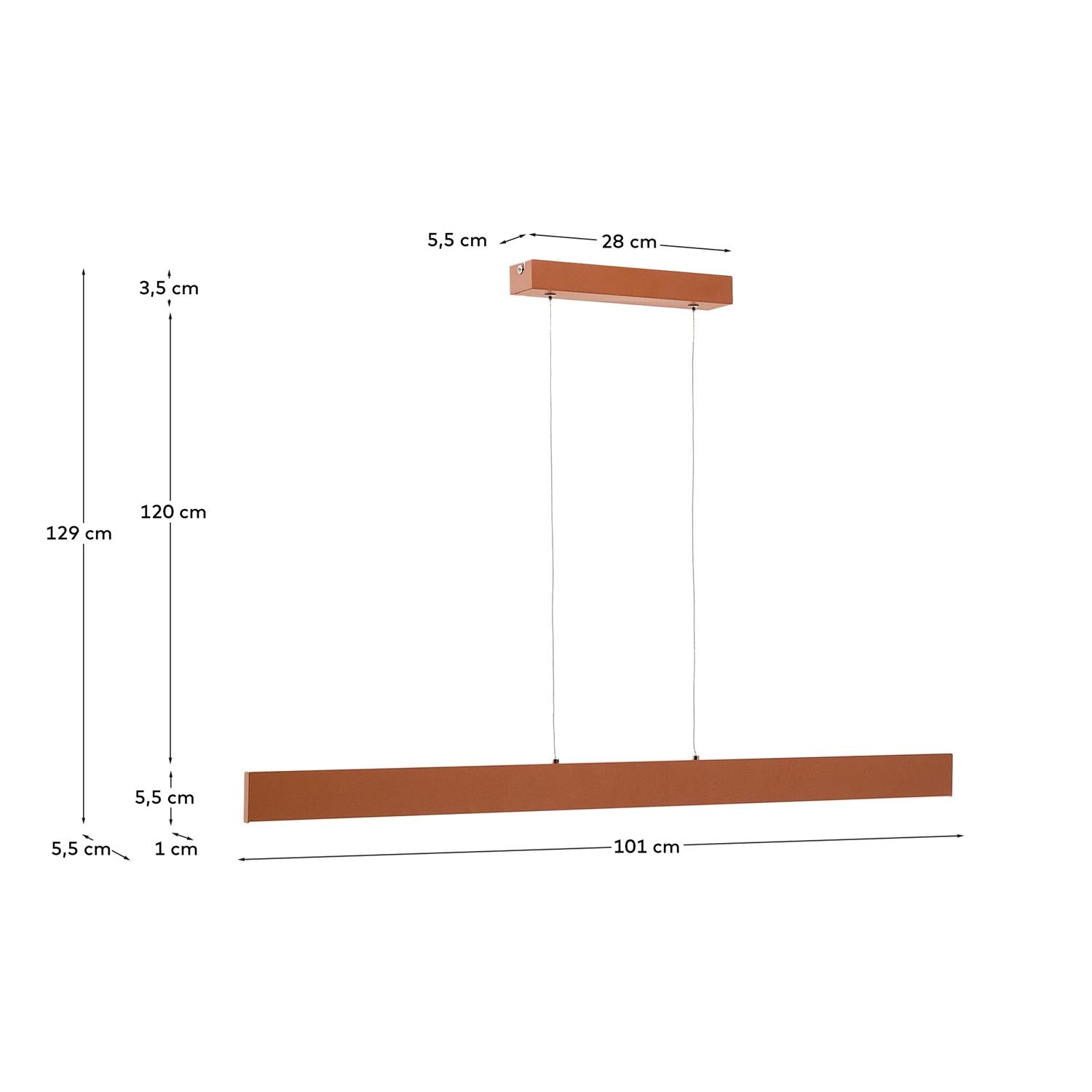 Die Pendelleuchte Boadella von Kave Home kombiniert minimalistisches Design mit hochwertigem terrakottafarbenem Aluminium und sorgt für stilvolle Beleuchtung.