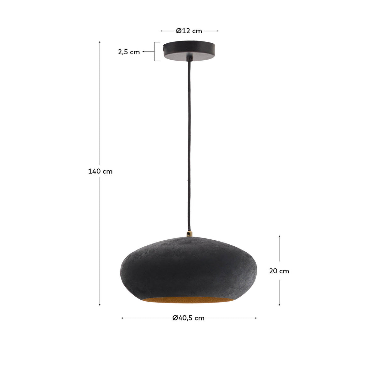 Deckenleuchte Inda aus Metall mit schwarzem Finish Ø 30 cm in Schwarz präsentiert im Onlineshop von KAQTU Design AG. Pendelleuchte ist von Kave Home