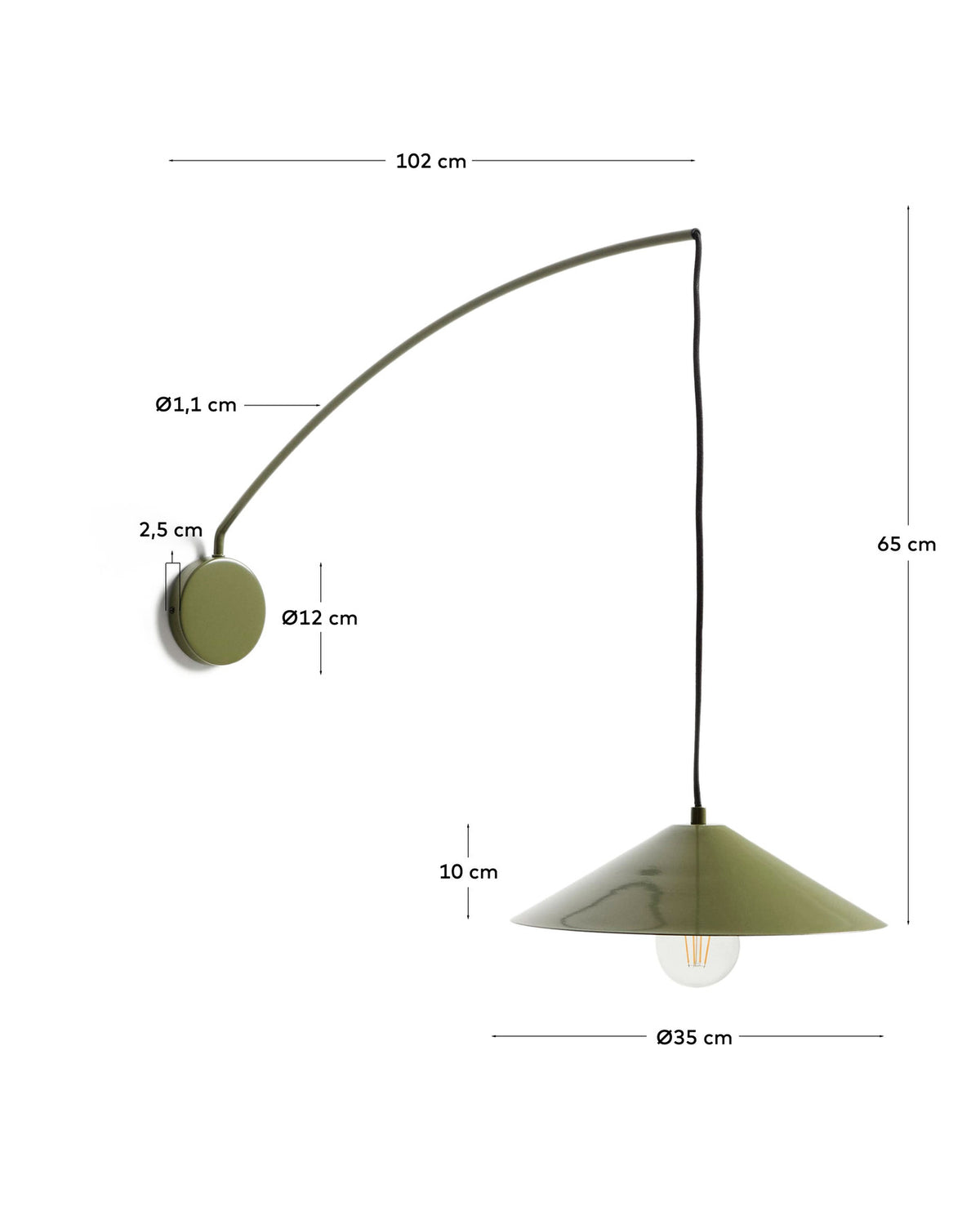 Wandleuchte Kally aus Metall mit grün lackiertem Finish in Grün präsentiert im Onlineshop von KAQTU Design AG. Wandleuchte ist von Kave Home