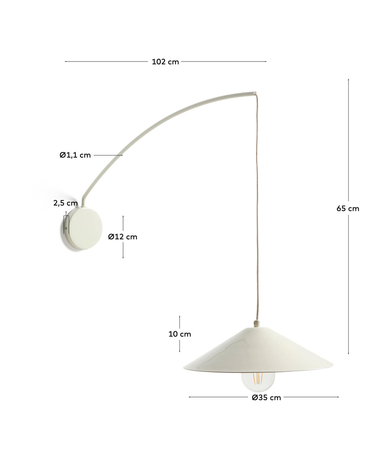 Wandleuchte Kally aus Metall mit beige lackiertem Finish in Weiss präsentiert im Onlineshop von KAQTU Design AG. Wandleuchte ist von Kave Home