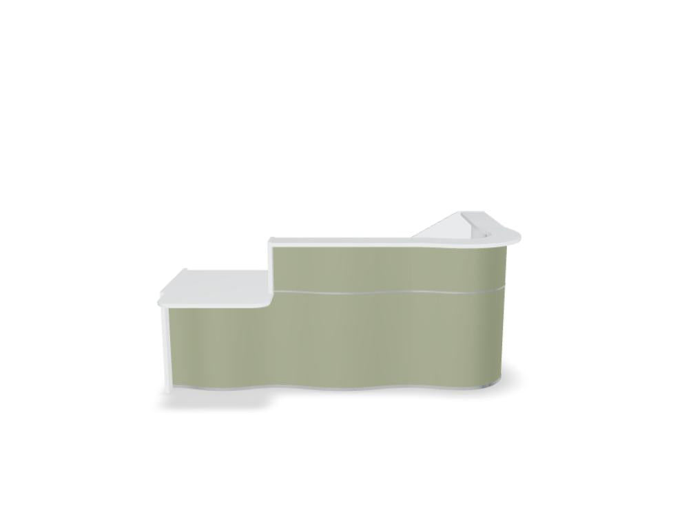 Wave LUV401P - Empfangstheke mit organischer Front in Weiss Pastell präsentiert im Onlineshop von KAQTU Design AG. Empfangsdesk ist von Mdd