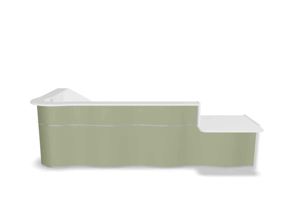 Wave LUV46L - Empfangstheke mit organischer Front in Weiss Pastell präsentiert im Onlineshop von KAQTU Design AG. Empfangsdesk ist von Mdd