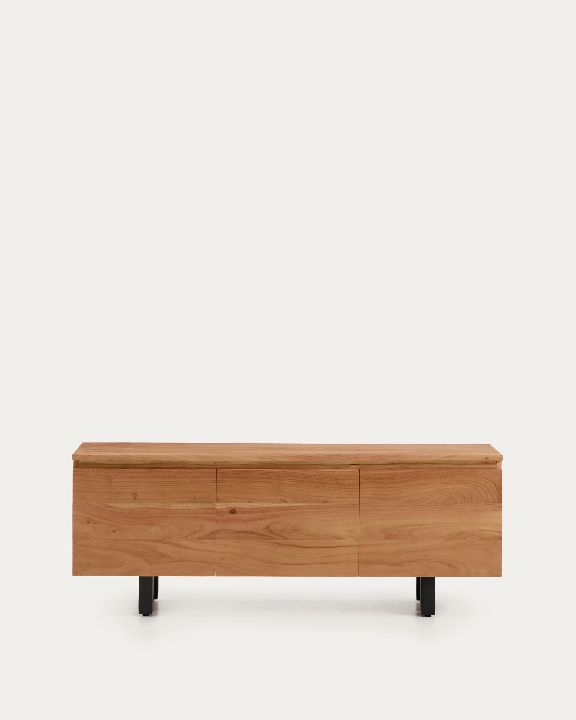3-türiges TV-Möbel Uxue aus massivem Akazienholz mit gebleichtem Finish 150 x 58 cm in Beige präsentiert im Onlineshop von KAQTU Design AG. Sideboard ist von Kave Home