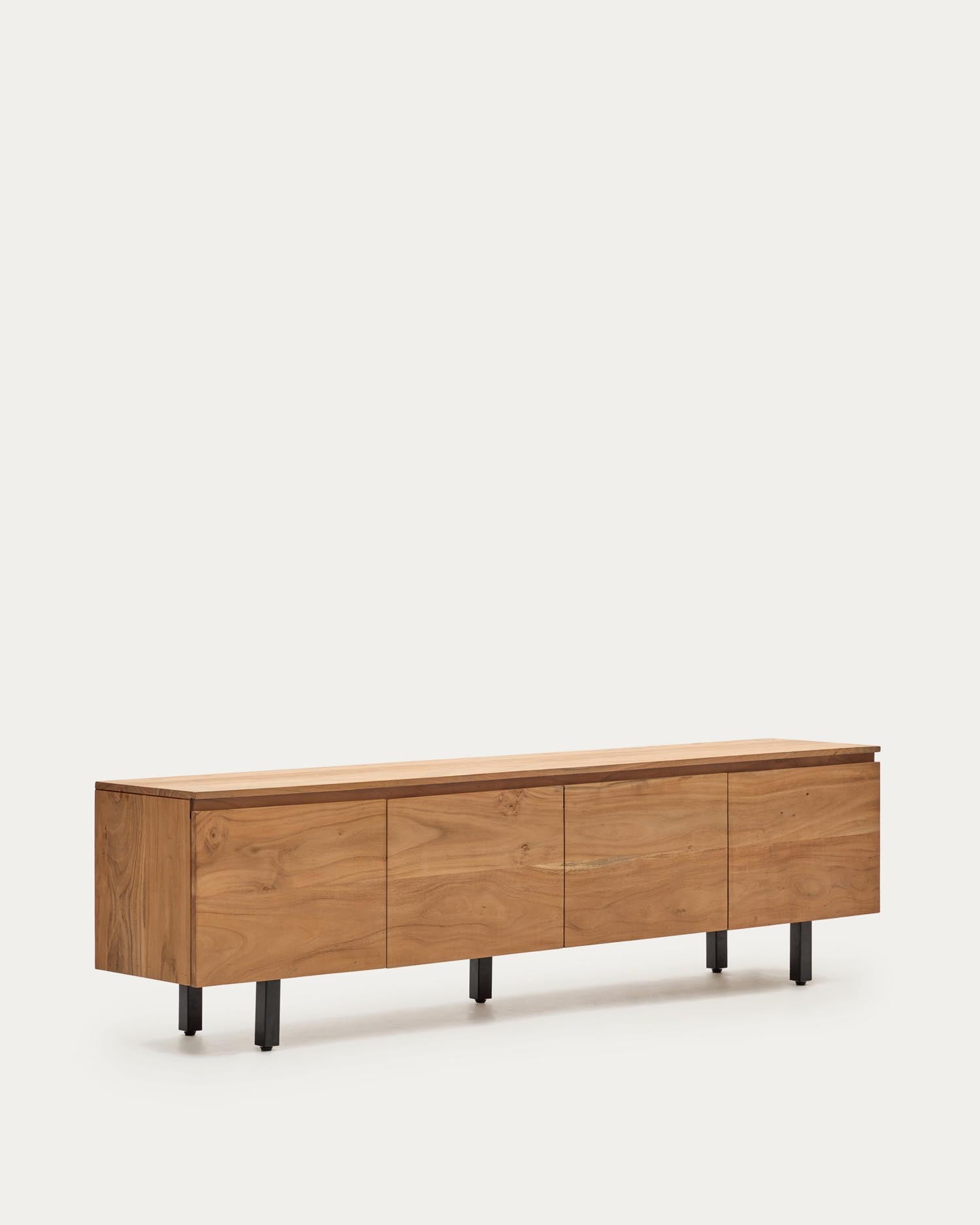 4-türiges TV-Möbel Uxue aus massivem Akazienholz mit gebleichtem Finish 200 x 58 cm in Beige präsentiert im Onlineshop von KAQTU Design AG. Sideboard ist von Kave Home