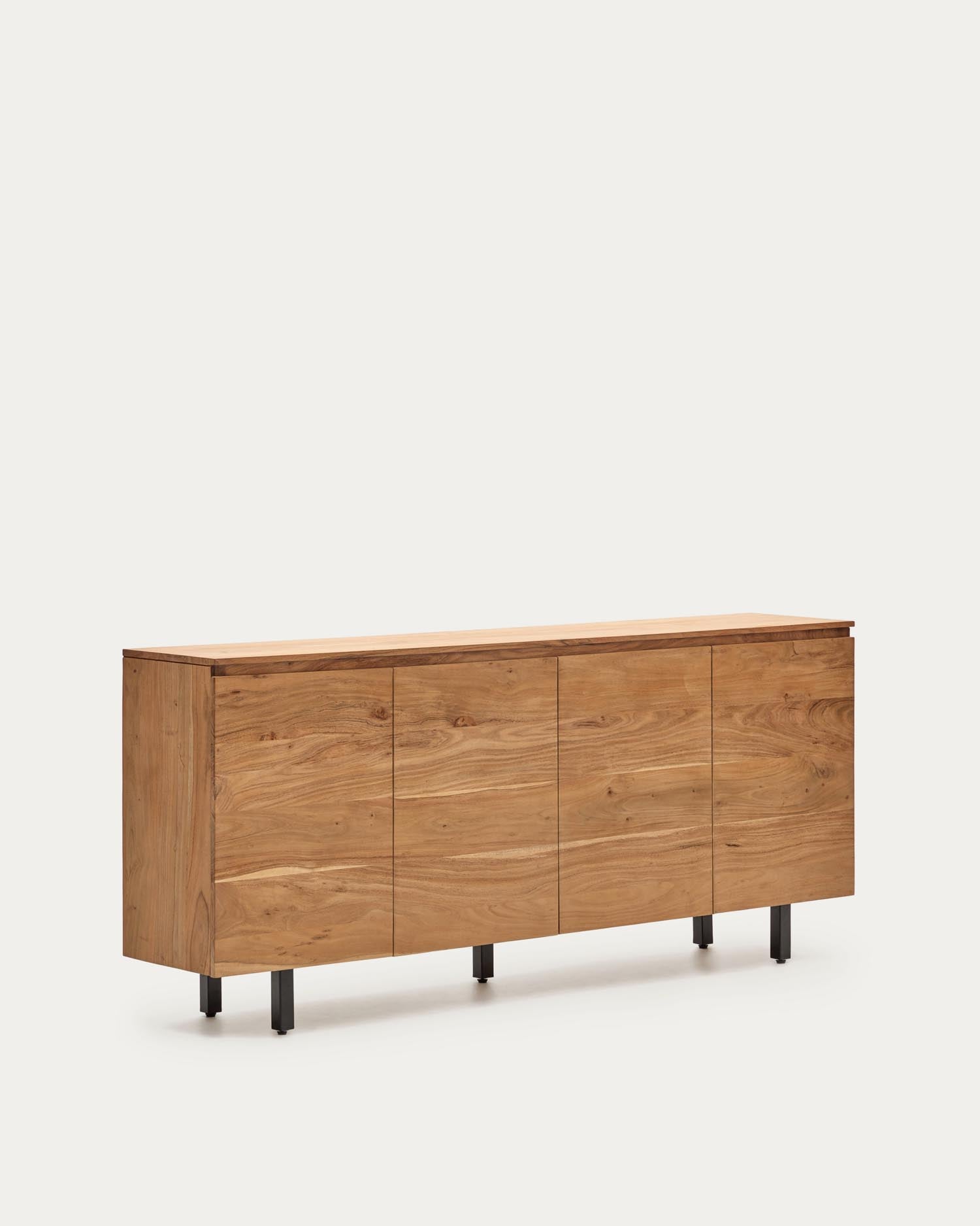 4-türiges Sideboard Uxue aus massivem Akazienholz mit gebleichtem Finish 200 x 88 cm in Beige präsentiert im Onlineshop von KAQTU Design AG. Sideboard ist von Kave Home