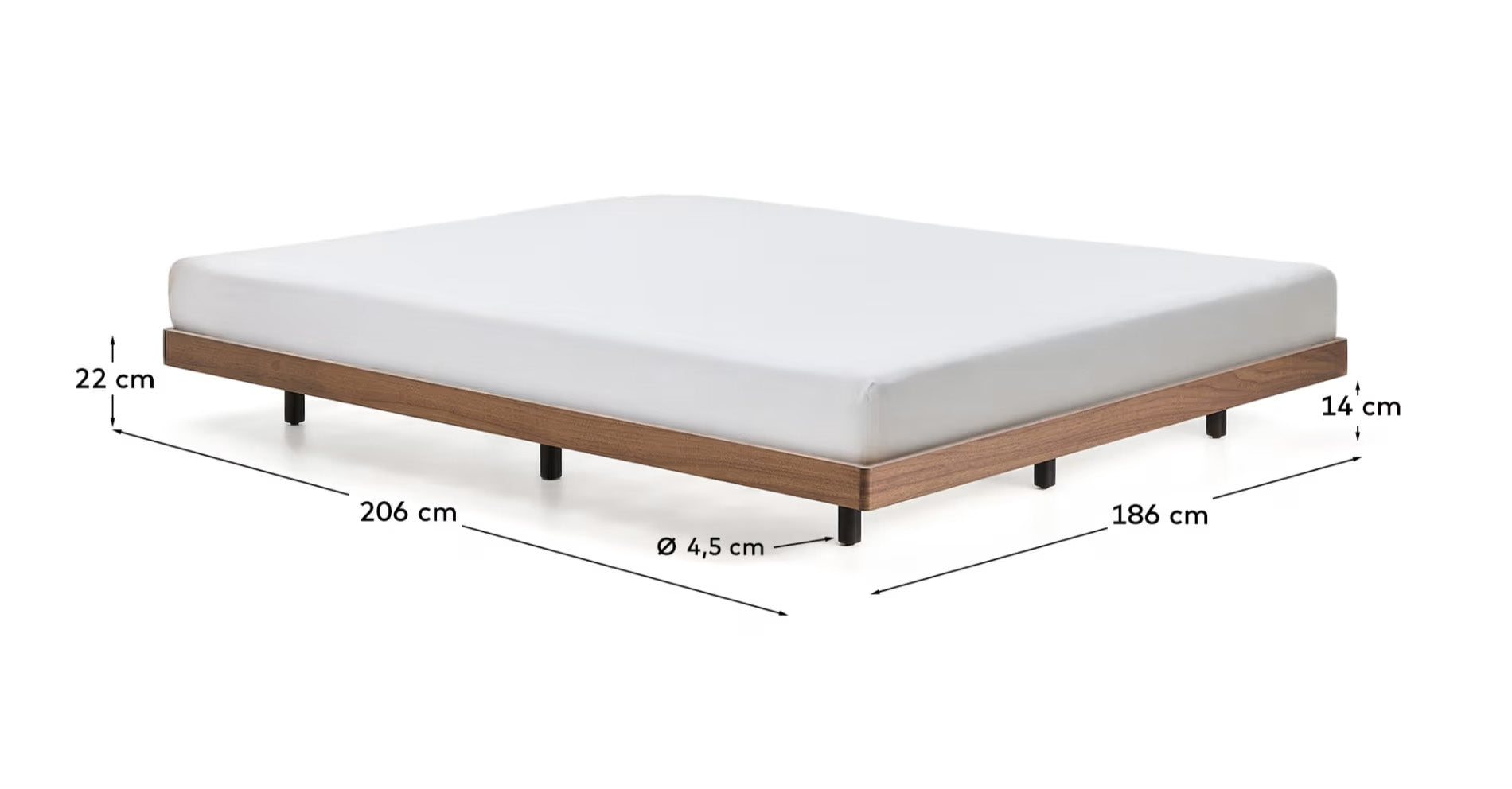 Norlen base made of walnut veneer with a dark finish for mattresses 180 x 200 cm FSC Mix Credit
