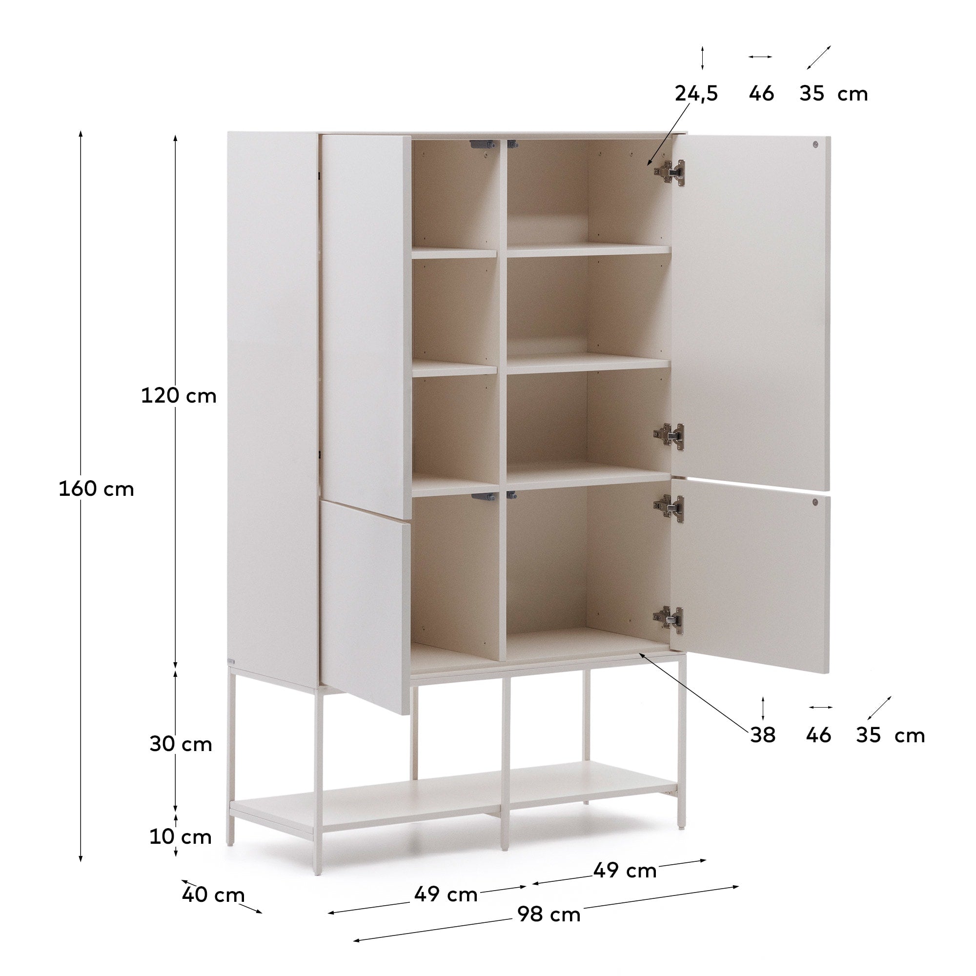 Das Vedrana Highboard von Kave Home bietet eleganten Stauraum mit 4 Türen und modernem Design. Perfekt für jedes Zuhause!