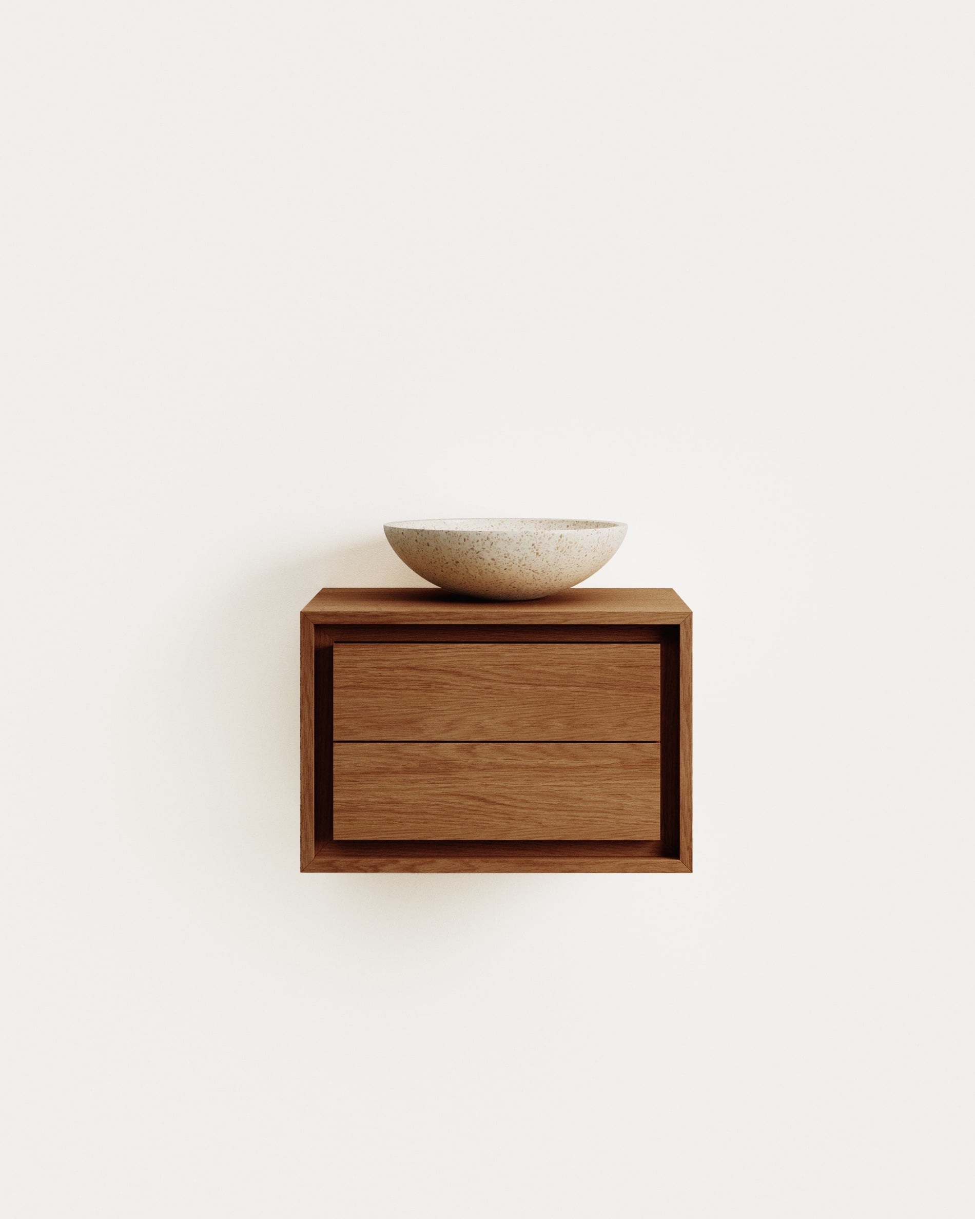 Elegantes Badezimmermöbel aus massivem Teakholz, 60x45 cm, mit natürlichem Finish. Perfekt für stilvolle und moderne Badezimmer.