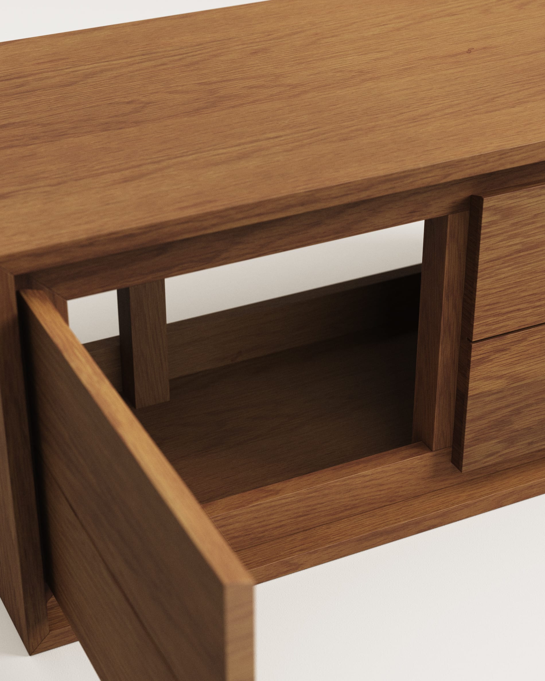 Kenta Wandschrank aus massivem Teakholz mit luxuriösem Nussholz-Finish, 90 x 45 cm – ideal für stilvolle Badezimmer mit viel Stauraum.