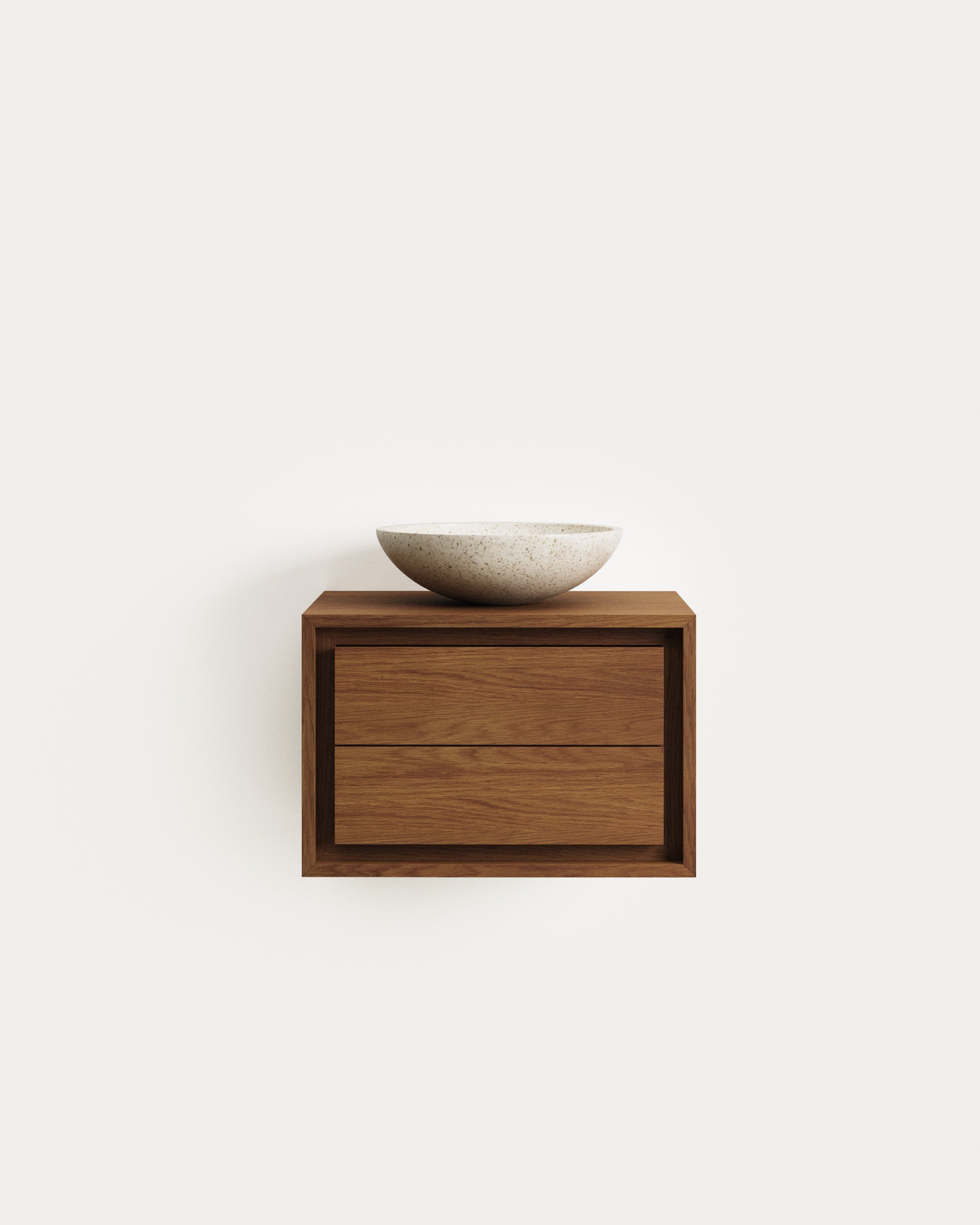 Elegantes Badezimmermöbel aus massivem Teakholz mit hochwertigem Nussholzfinish, 60x45 cm, von Kave Home, ideal für stilvolle Räume.