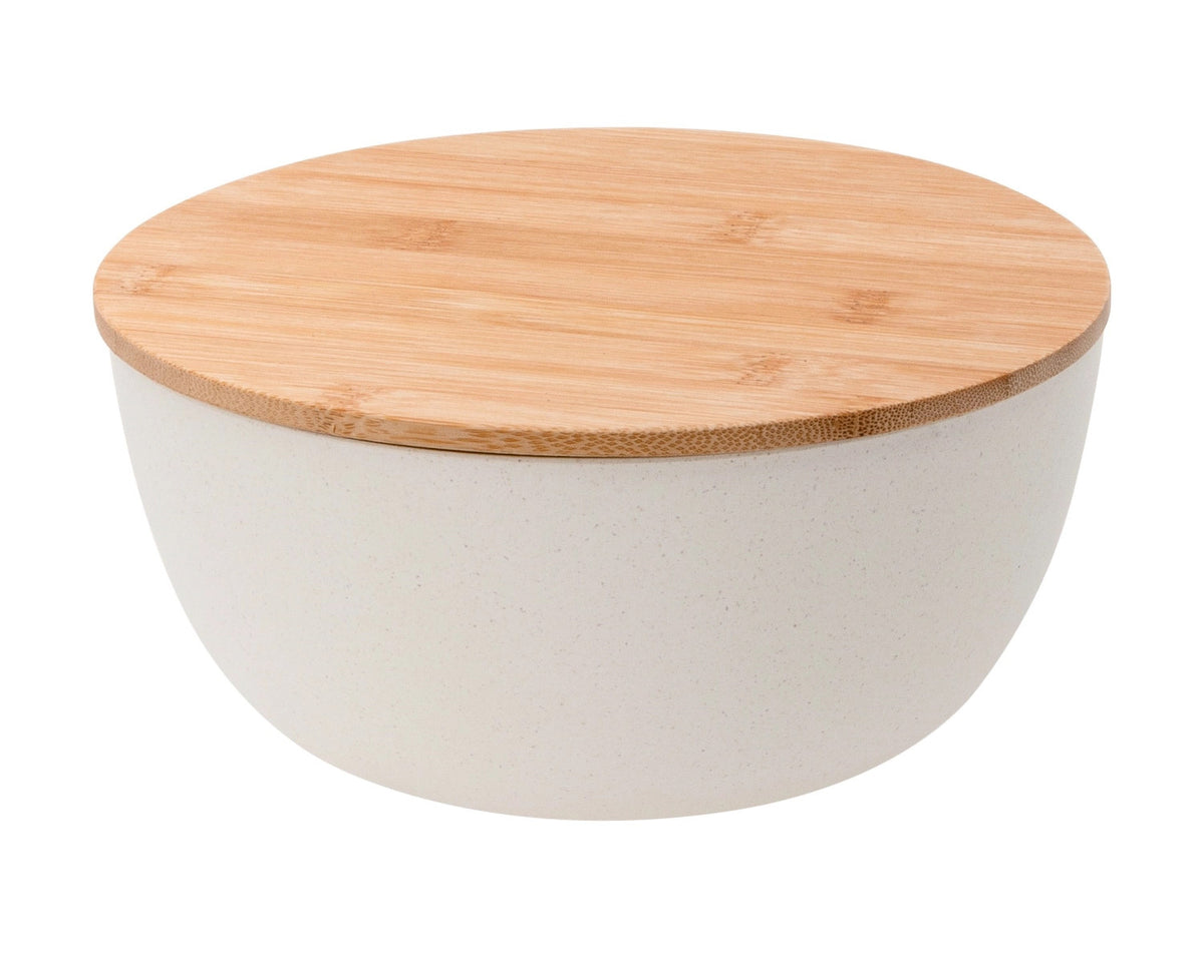 Salatschüssel mit Bambusdeckel, cream, D19cm in Beige präsentiert im Onlineshop von KAQTU Design AG. ist von Pebbly