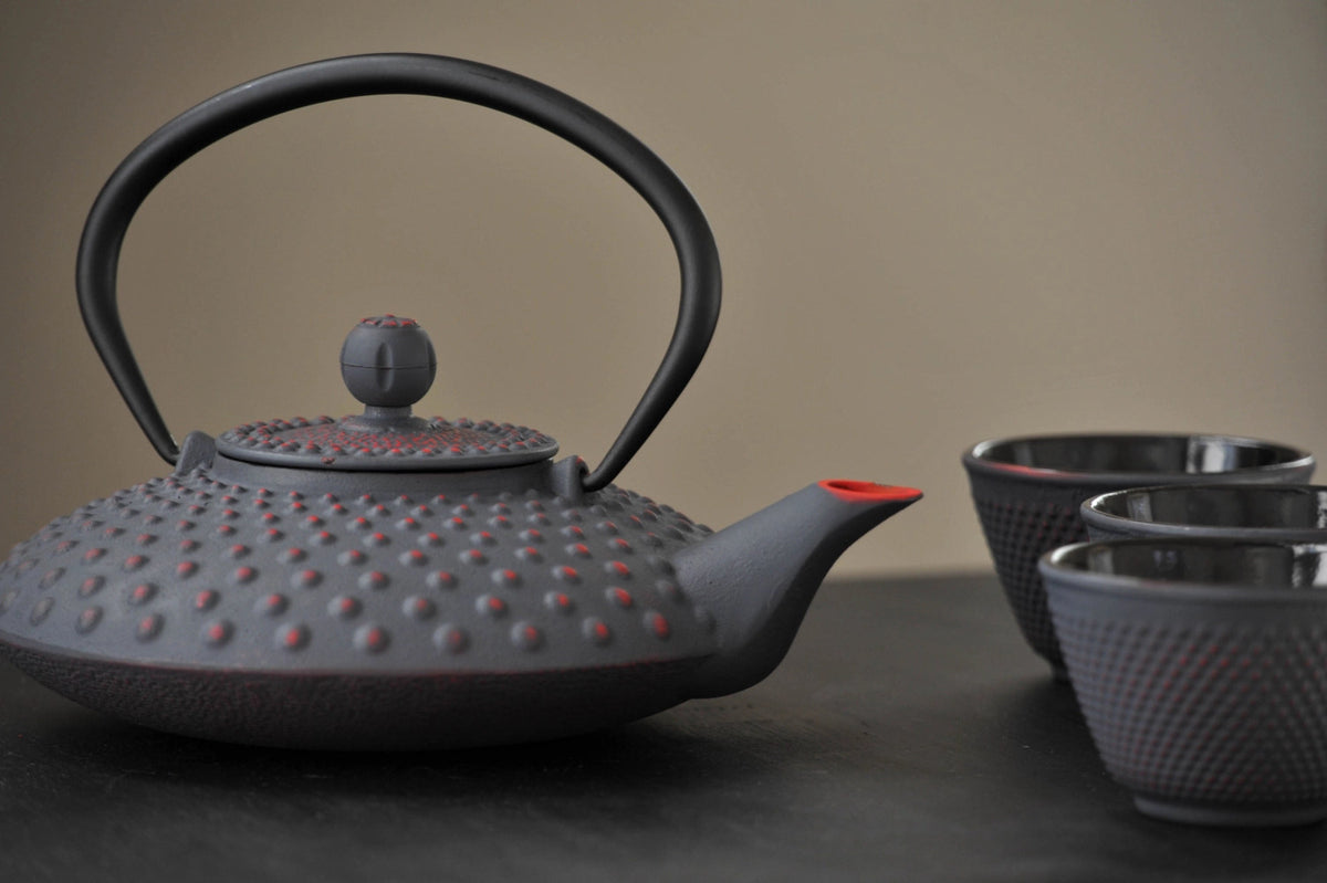 Teekannenset mit 4 Gläsern, 800ml, Gusseisen, Grau in Silber präsentiert im Onlineshop von KAQTU Design AG. Kanne ist von Easy Life