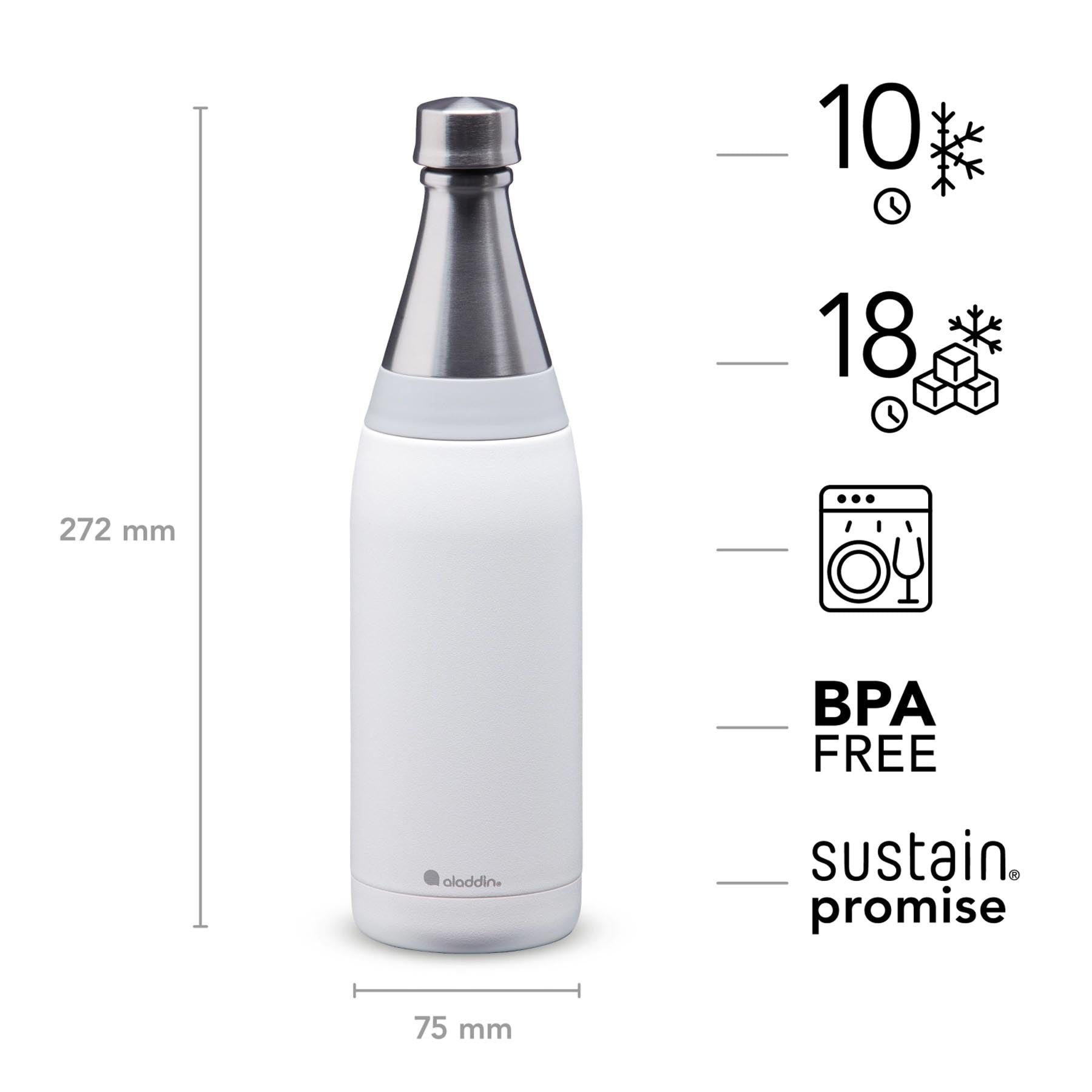 Elegante 0,6L Thermosflasche in strahlendem Weiß von Aladdin, ideal für die Aufbewahrung von Getränken bei jeder Temperatur, perfekt für den Alltag.