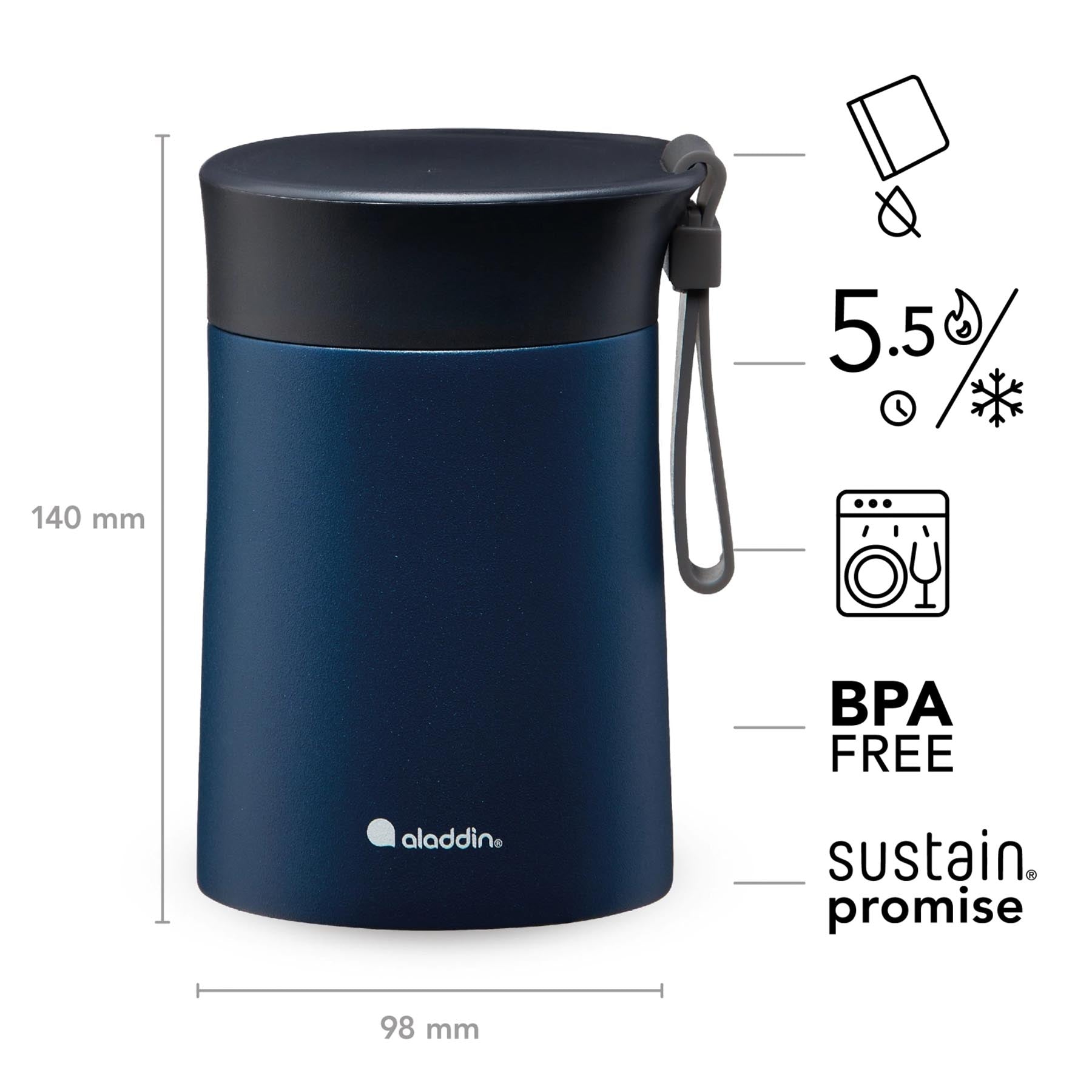 Elegante Edelstahl-Lunchbox in tiefem Navyblau mit 0,4L Volumen, ideal für frische Mahlzeiten unterwegs und umweltfreundlich.