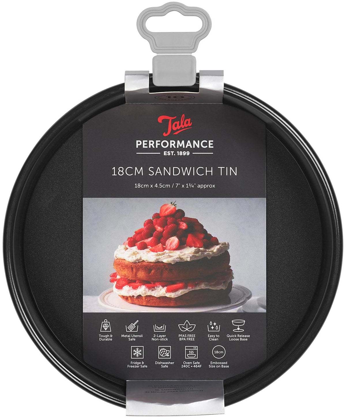 Backform Kuchen rund m losem Boden, D18cm,H4.5cm, AH in Schwarz präsentiert im Onlineshop von KAQTU Design AG. Backform / Backblech ist von Tala