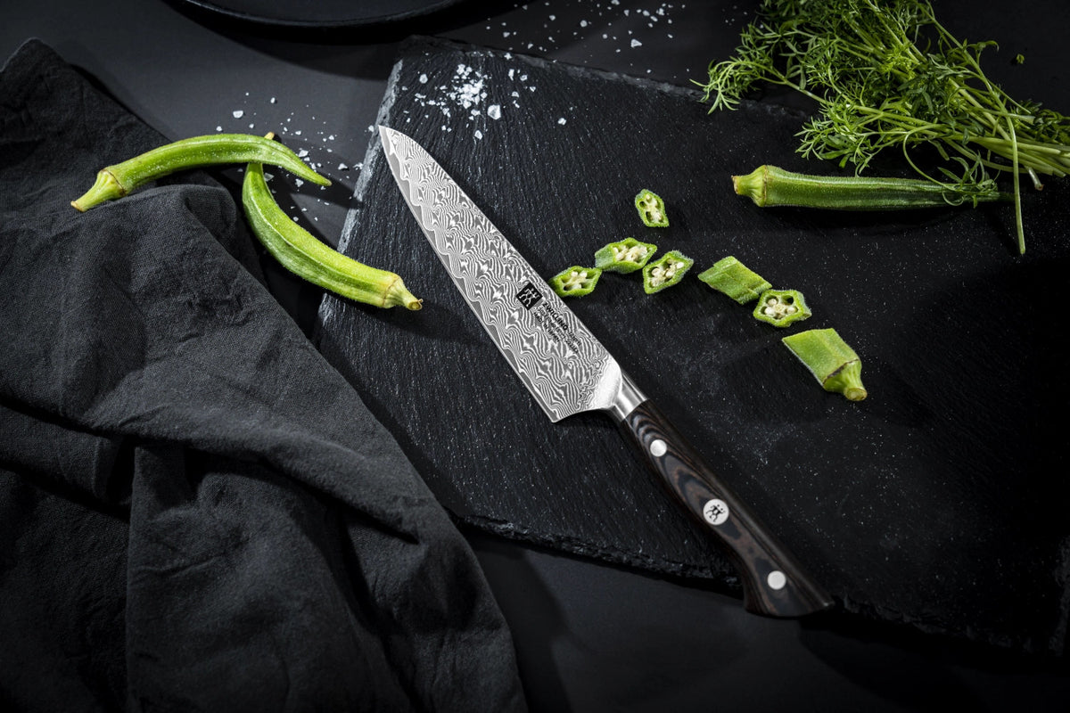 Tanrei Kochmesser 200mm in Schwarz präsentiert im Onlineshop von KAQTU Design AG. Damastmesser ist von Zwilling Kitchen