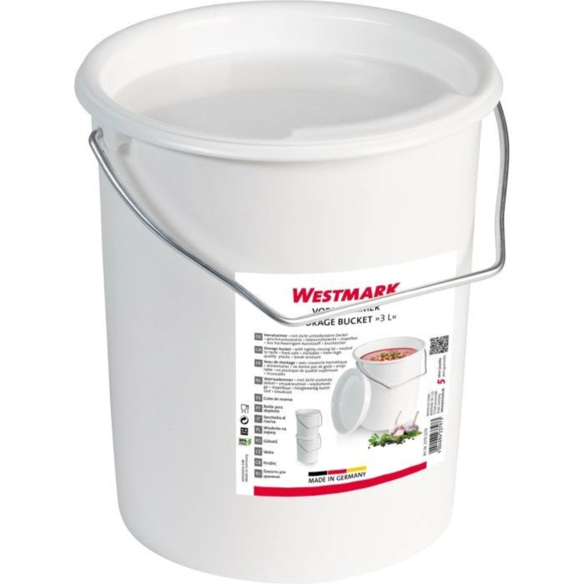 Milch und Vorratseimer Maxi, D17.6cm, H20cm, 3 lt in Weiss präsentiert im Onlineshop von KAQTU Design AG. Aufbewahrungsdose ist von Westmark